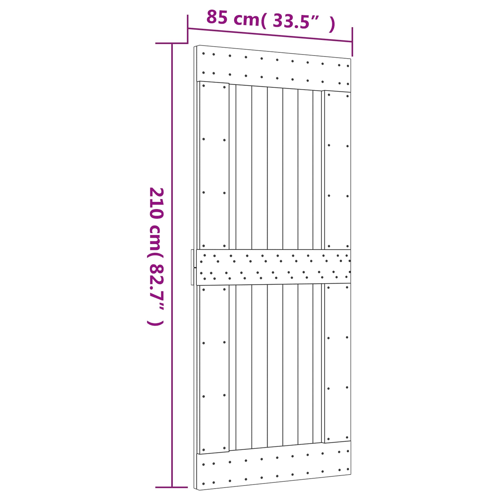 Klizna vrata Prirodna i crna 85 x 210 cm Čvrsta borovina
