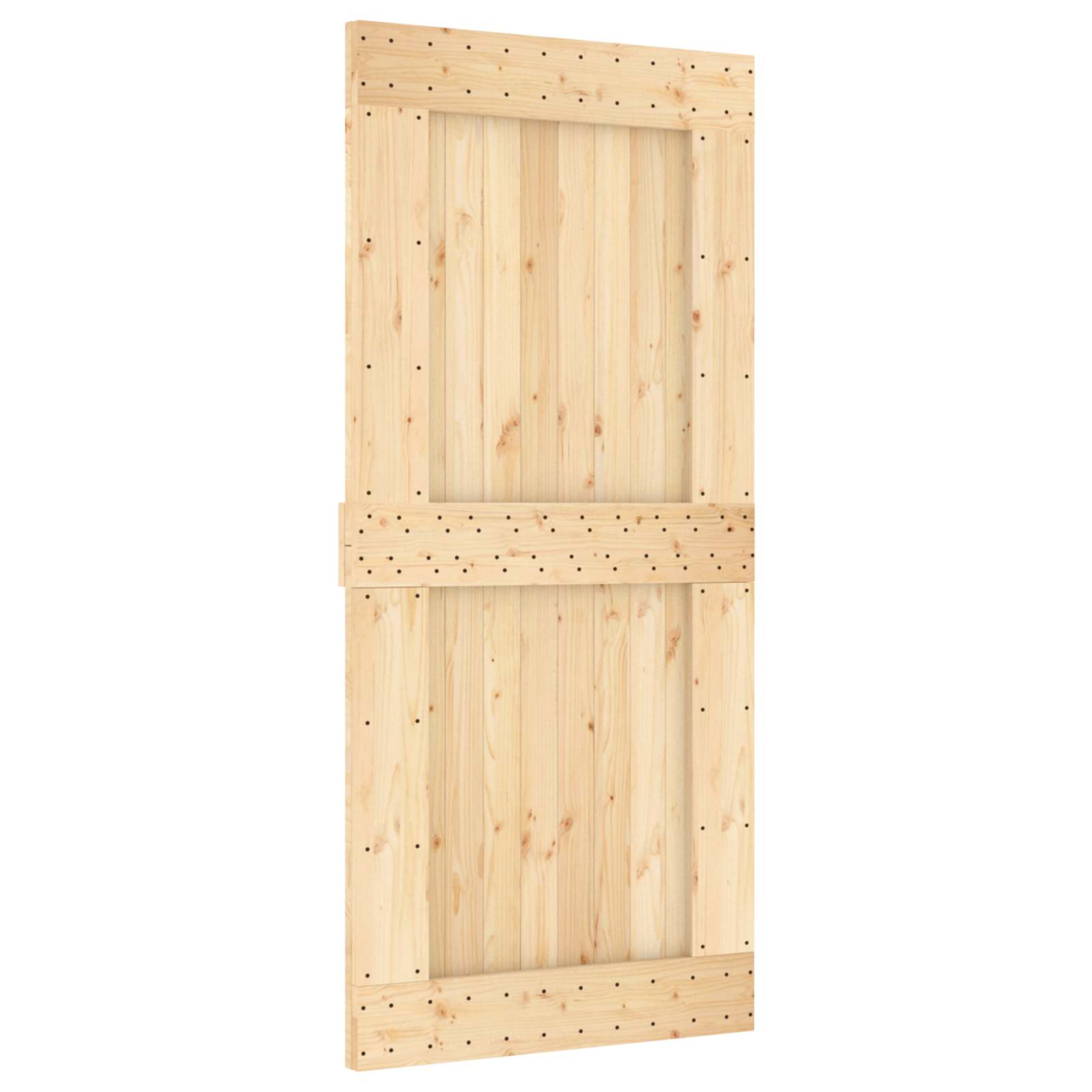 Klizna vrata Prirodna i crna 95 x 210 cm Čvrsta borovina