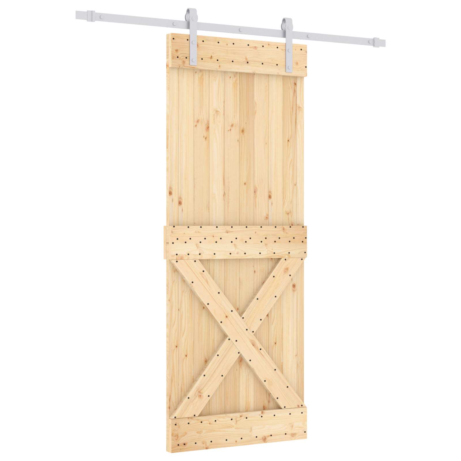 Klizna vrata Prirodna i bijela 80 x 210 cm Čvrsta borovina