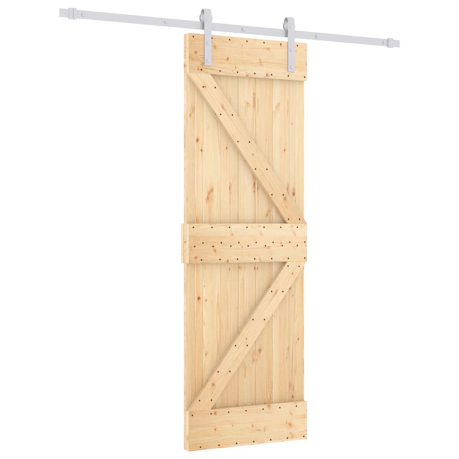 Klizna vrata Prirodna i bijela 70 x 210 cm Čvrsta borovina