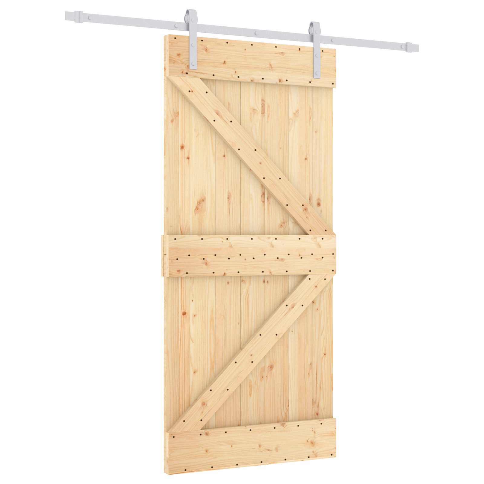 Klizna vrata Prirodna i bijela 95 x 210 cm Čvrsta borovina