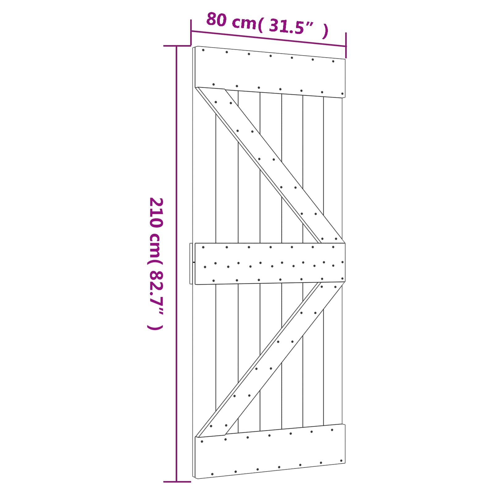 Klizna vrata Prirodna i bijela 80 x 210 cm Masivna borovina