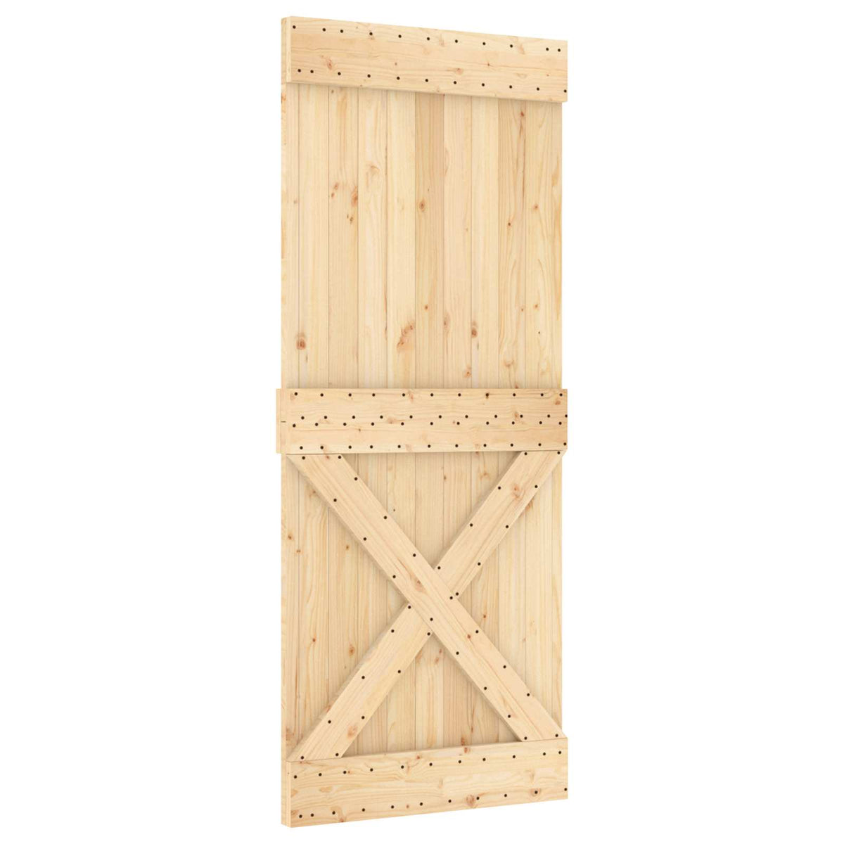 Klizna vrata Prirodna i crna 85 x 210 cm Čvrsta borovina Smeđa 183 x 5.5 x 210 cm