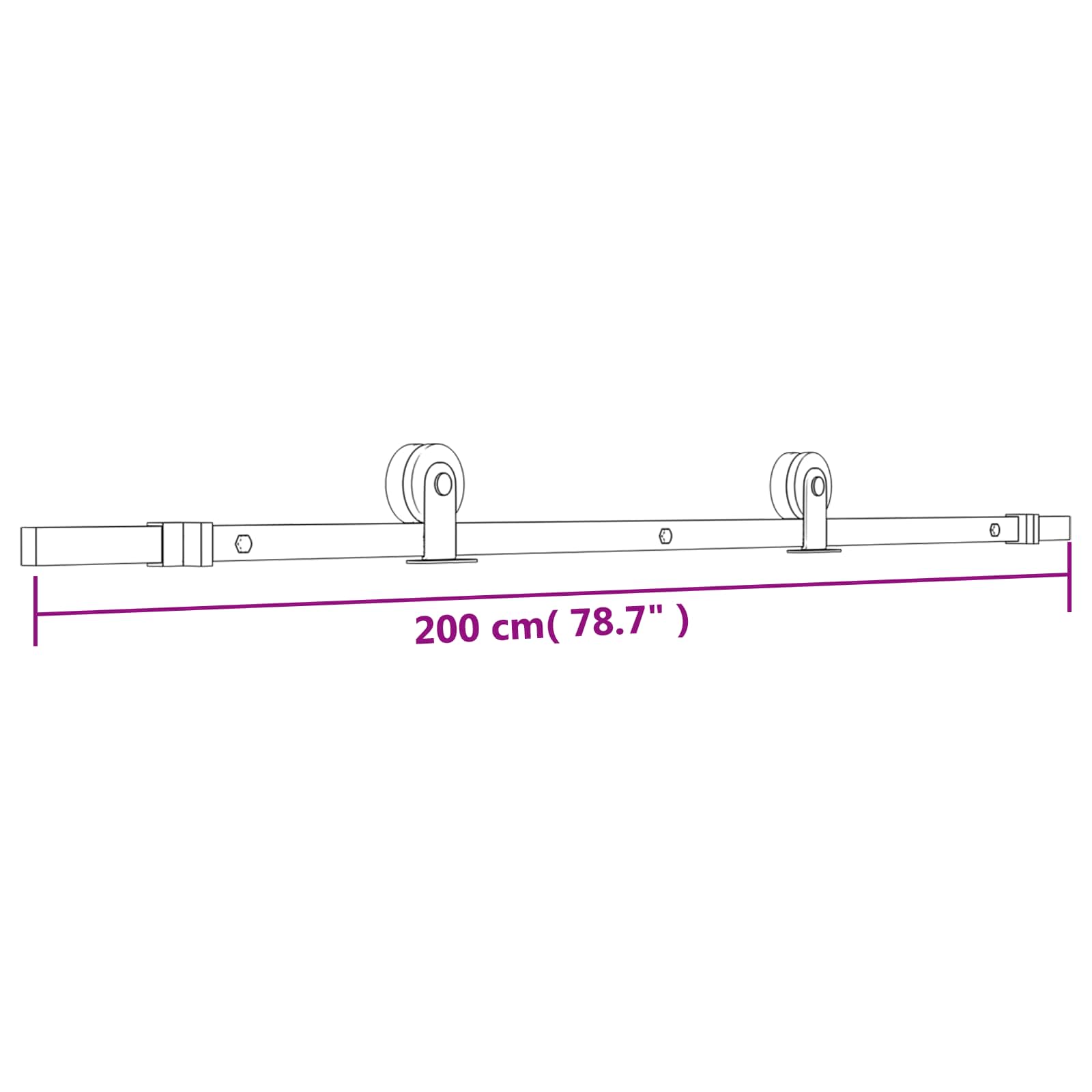 Klizna vrata Prirodna i crna 95 x 210 cm Čvrsta borovina