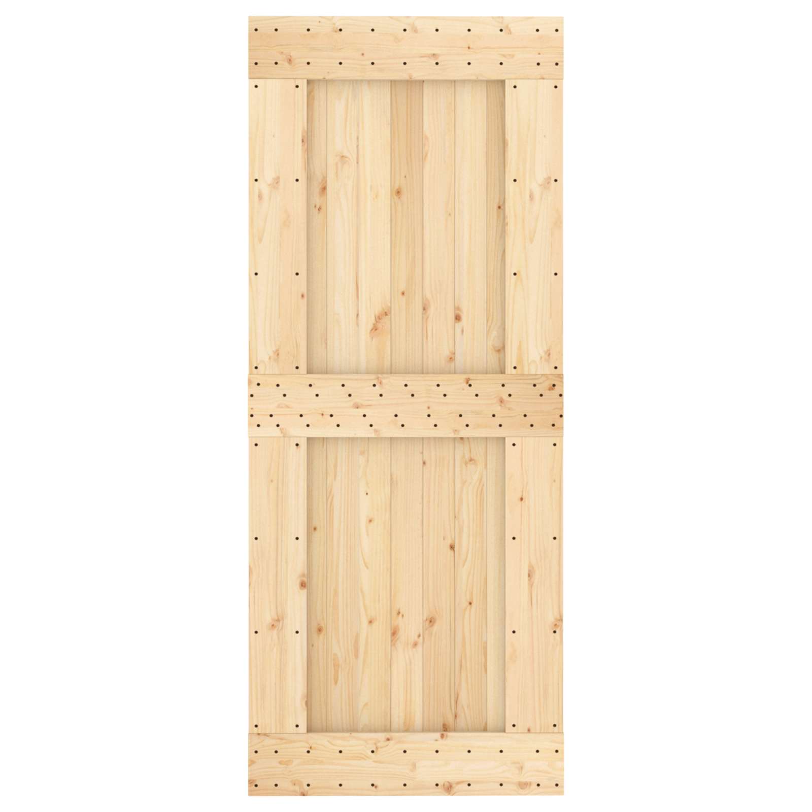 Klizna vrata Prirodna i crna 85 x 210 cm Čvrsta borovina