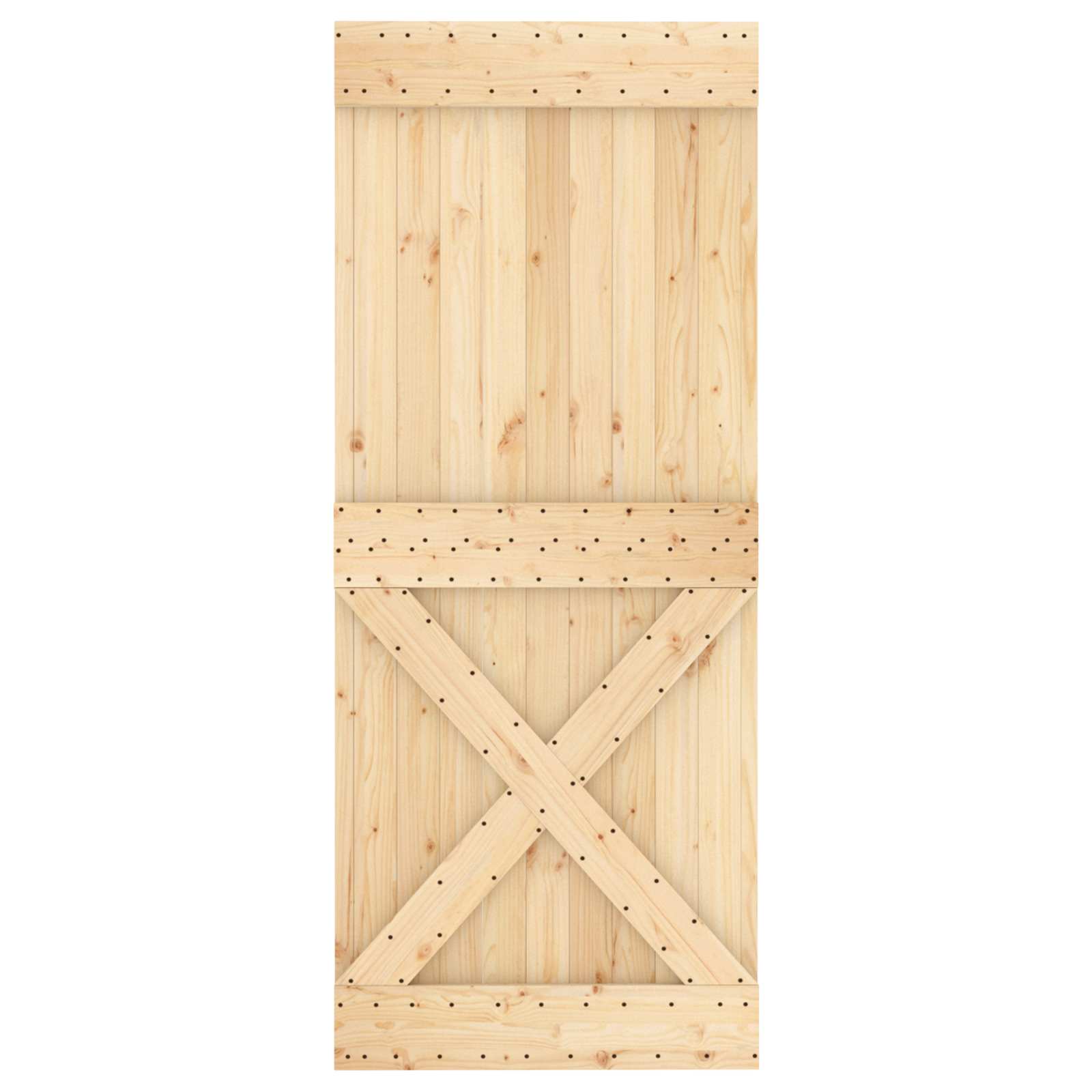 Klizna vrata Prirodna i crna 85 x 210 cm Čvrsta borovina