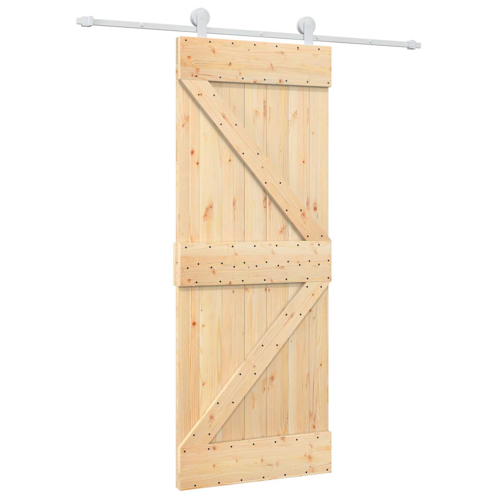 Klizna vrata Prirodna i bijela 80 x 210 cm Masivna borovina