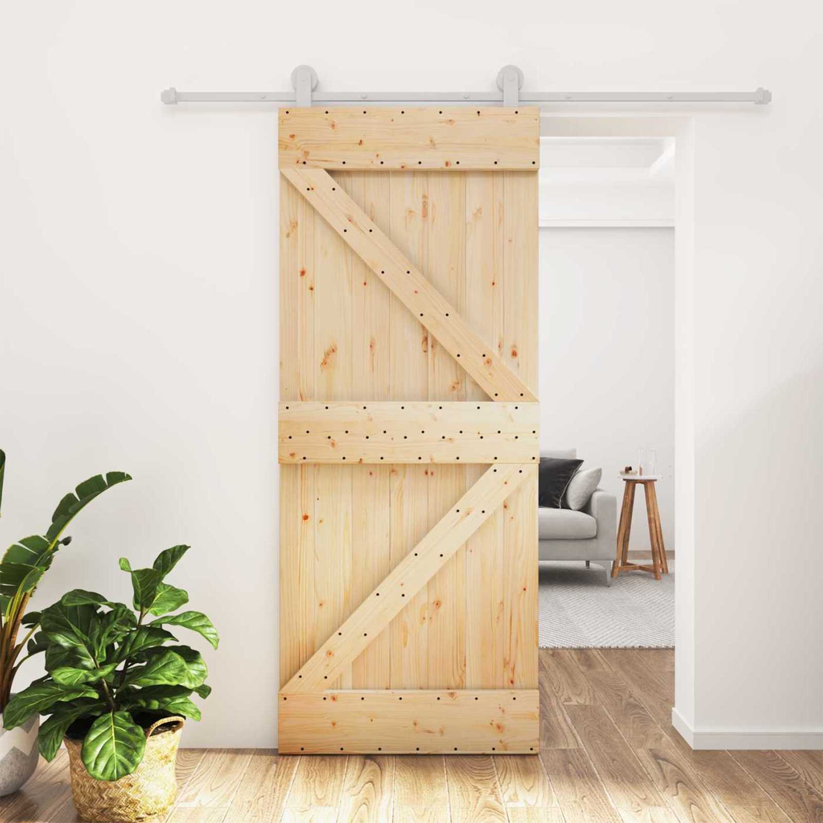 Klizna vrata Prirodna i bijela 80 x 210 cm Masivna borovina