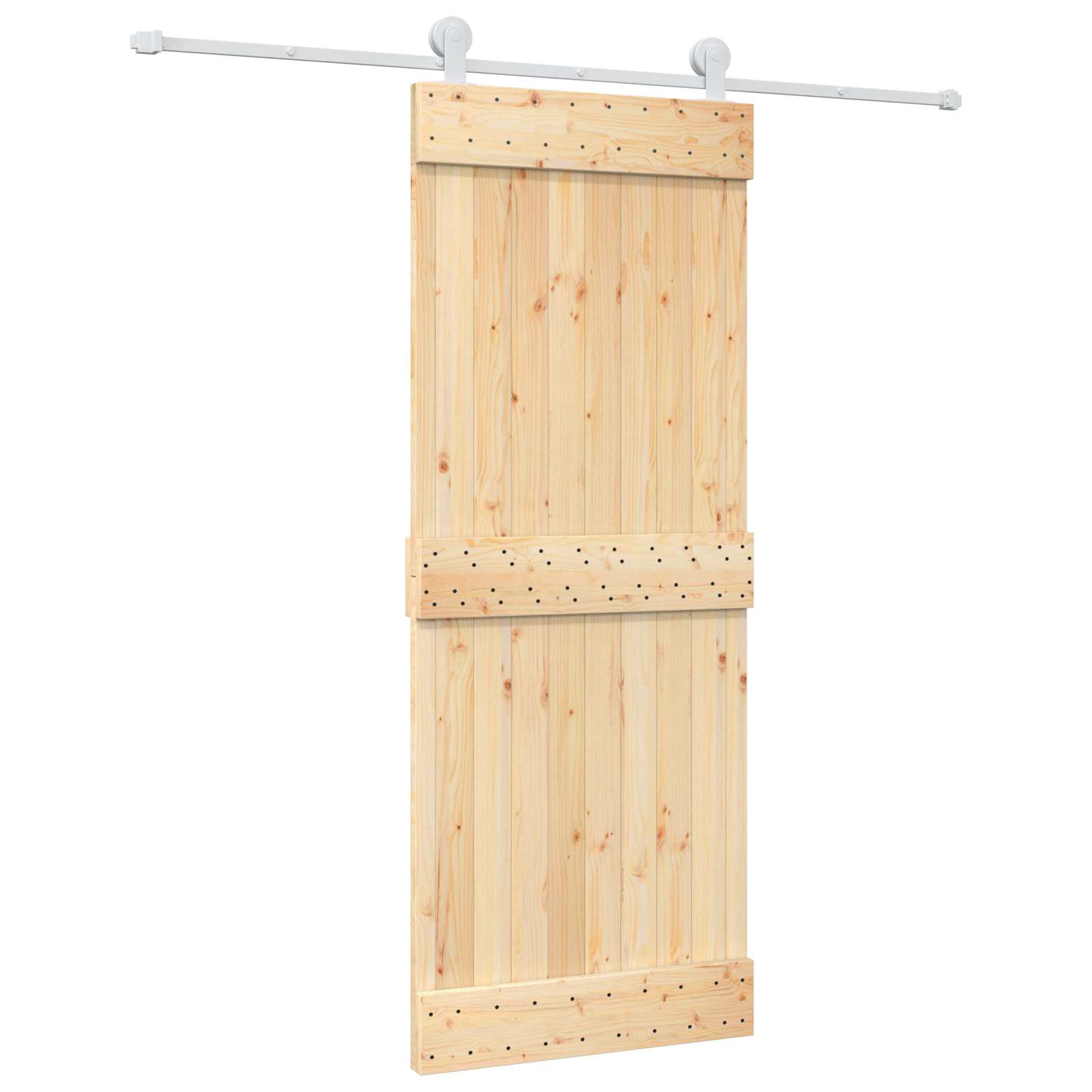 Klizna vrata Prirodna i bijela 80 x 210 cm Čvrsta borovina