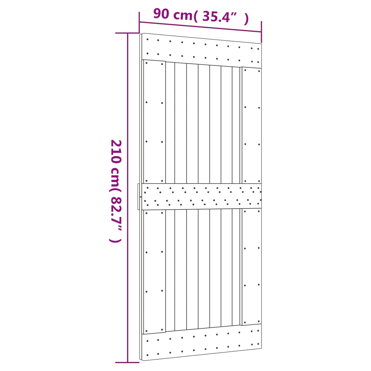 Klizna vrata Prirodna i bijela 90 x 210 cm Čvrsta borovina