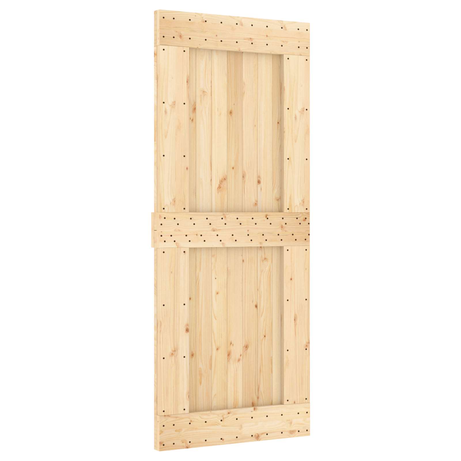 Klizna vrata Prirodna i crna 85 x 210 cm Čvrsta borovina