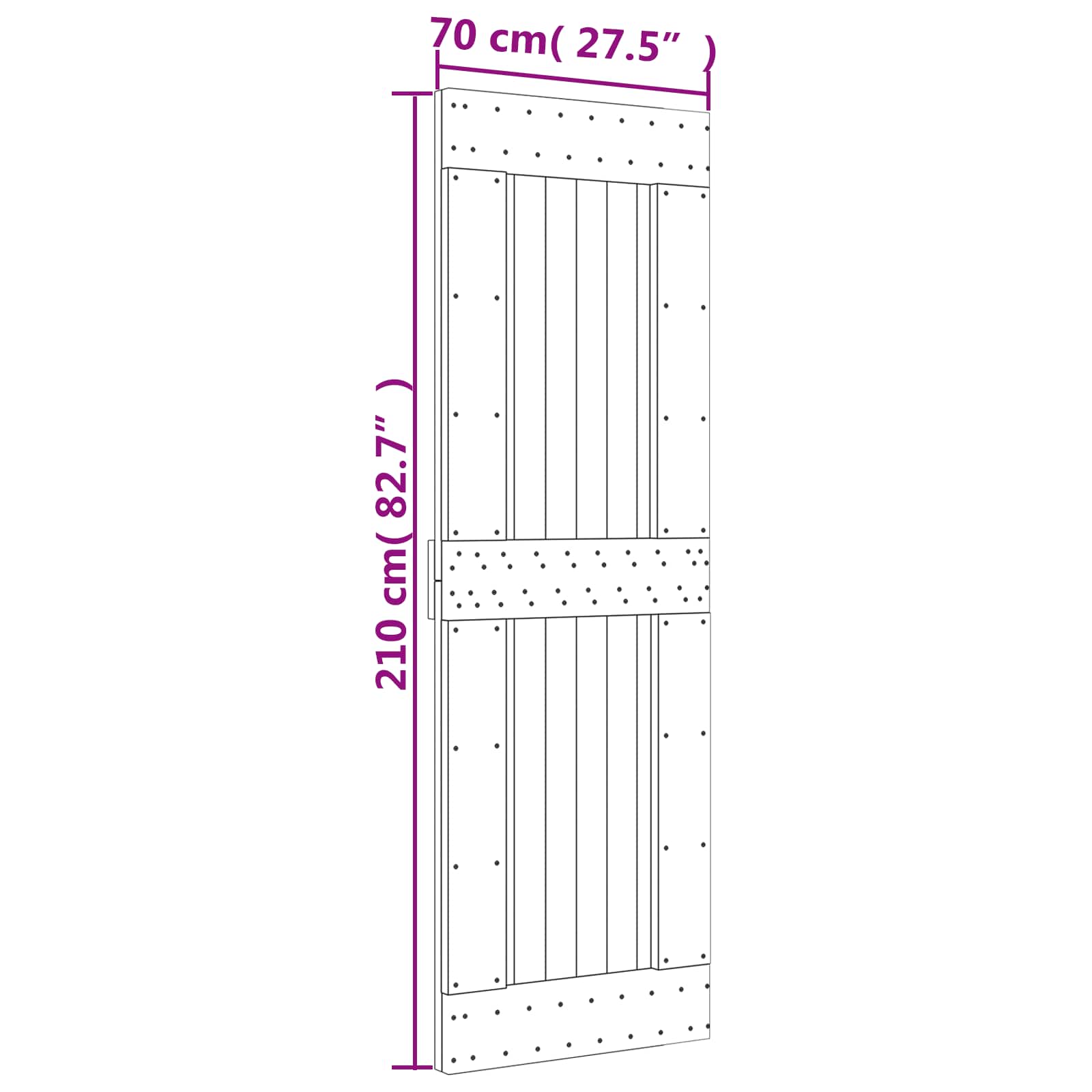 Klizna vrata Prirodna i bijela 70 x 210 cm Čvrsta borovina