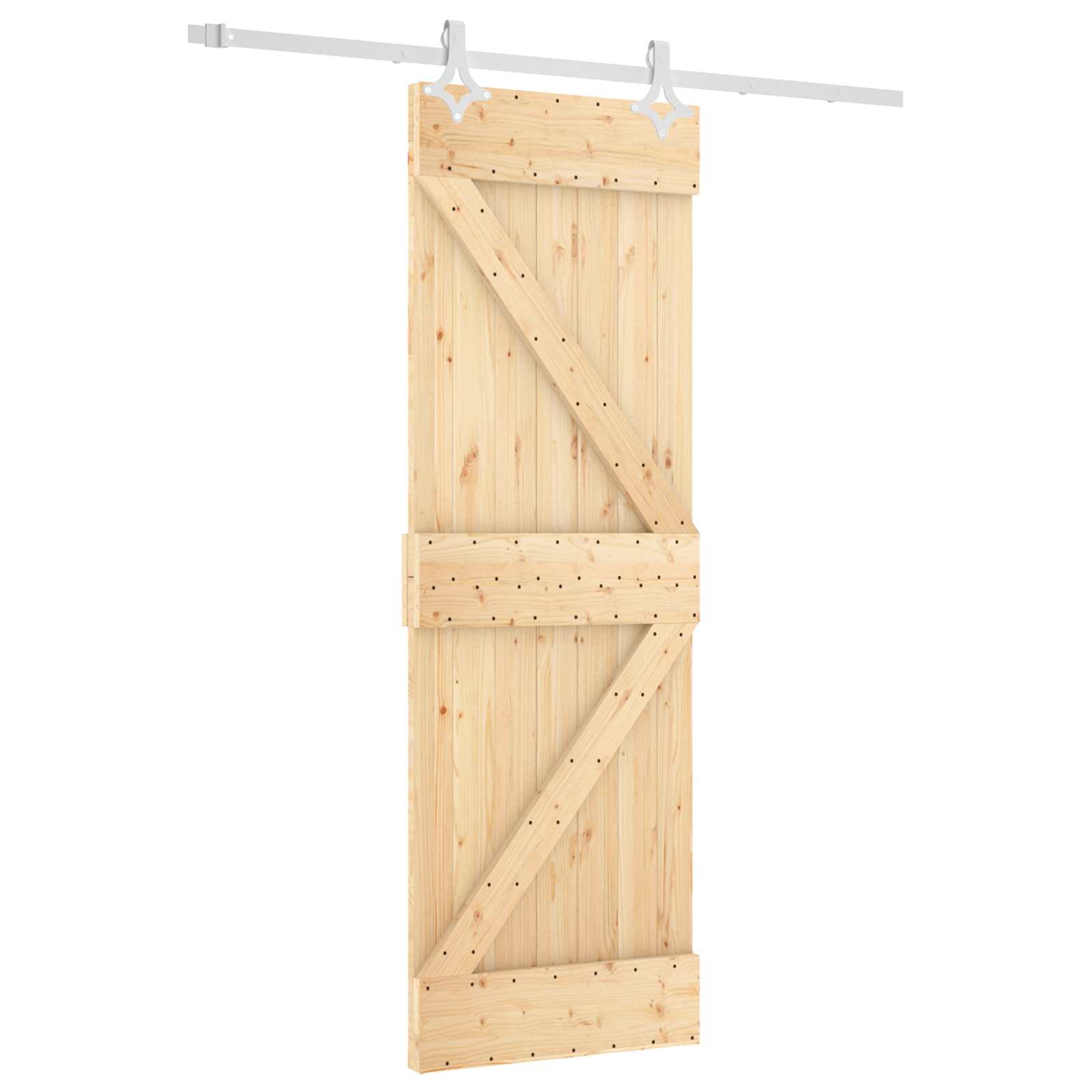 Klizna vrata Prirodna i bijela 70 x 210 cm Čvrsta borovina