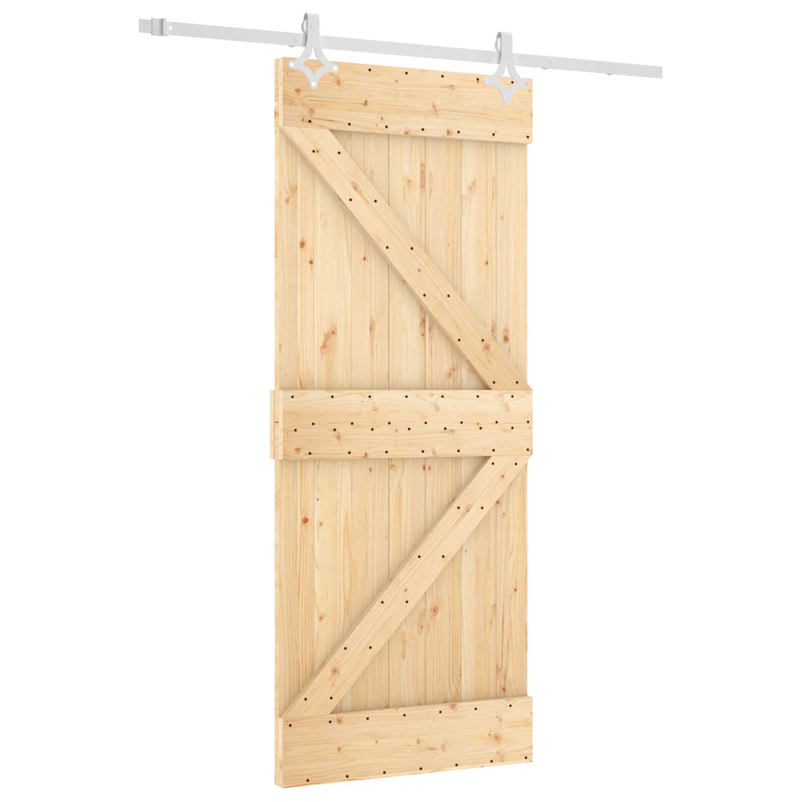 Klizna vrata Prirodna i bijela 85 x 210 cm Čvrsta borovina