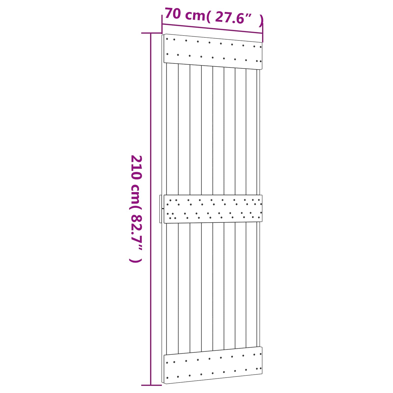 Klizna vrata Prirodna i bijela 70 x 210 cm Čvrsta borovina