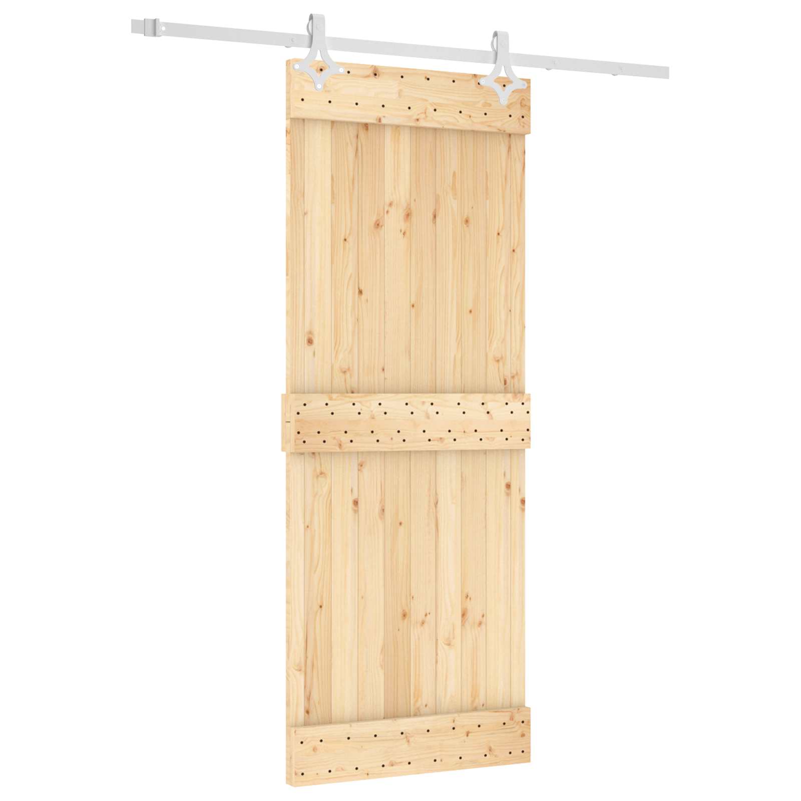 Klizna vrata Prirodna i bijela 80 x 210 cm Čvrsta borovina