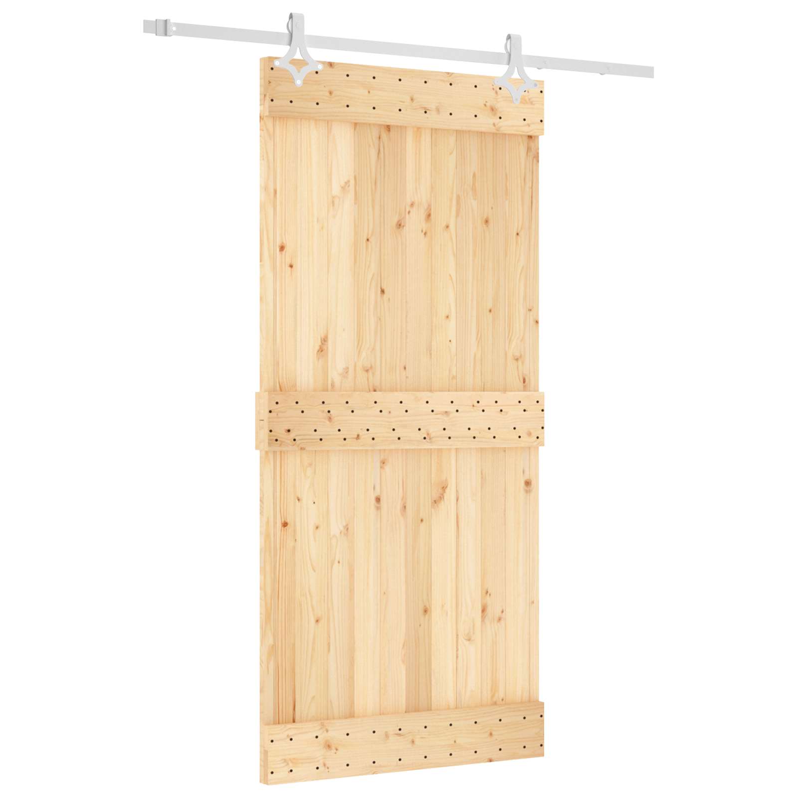 Klizna vrata Prirodna i bijela 95 x 210 cm Čvrsta borovina