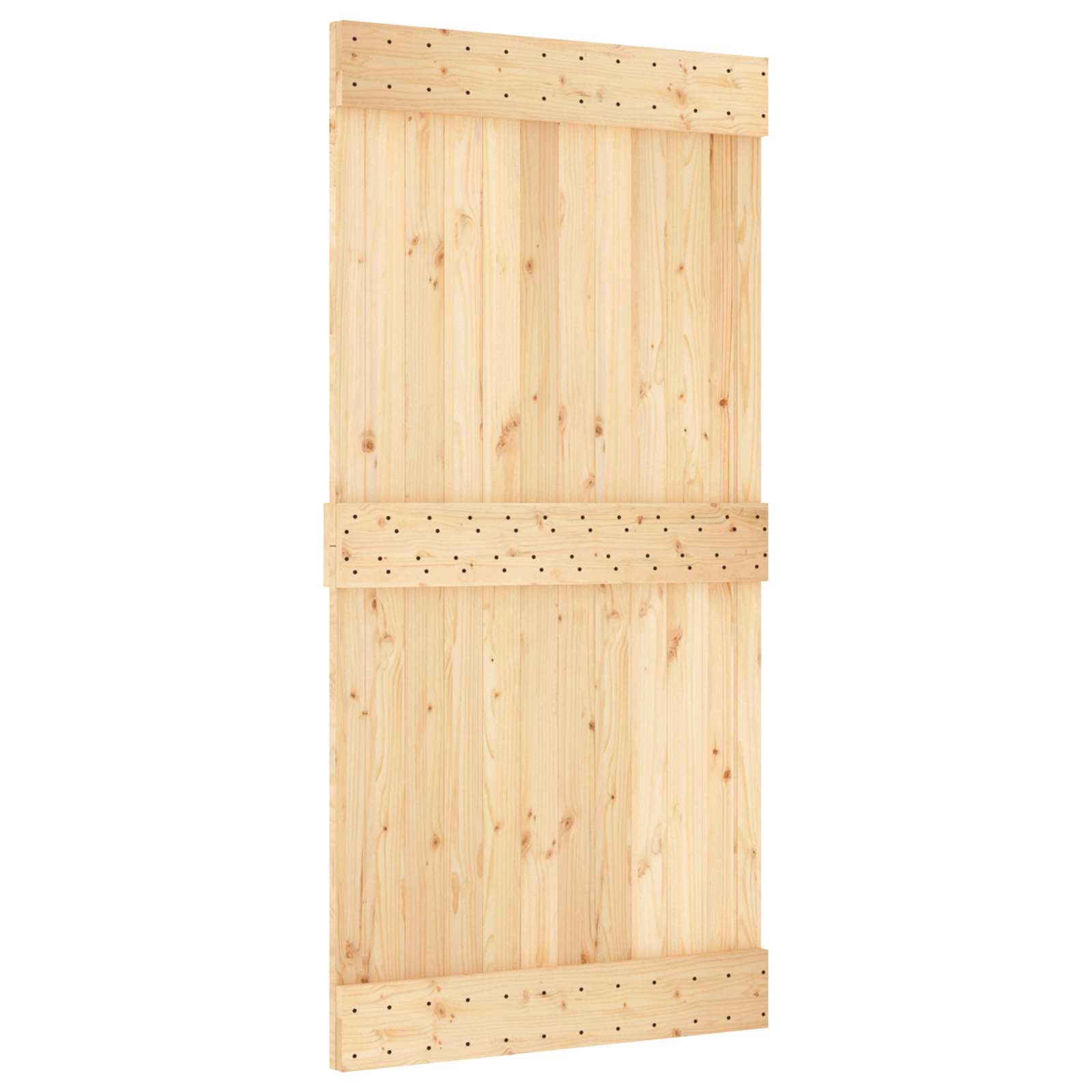Klizna vrata Prirodna i bijela 100 x 210 cm Čvrsta borovina