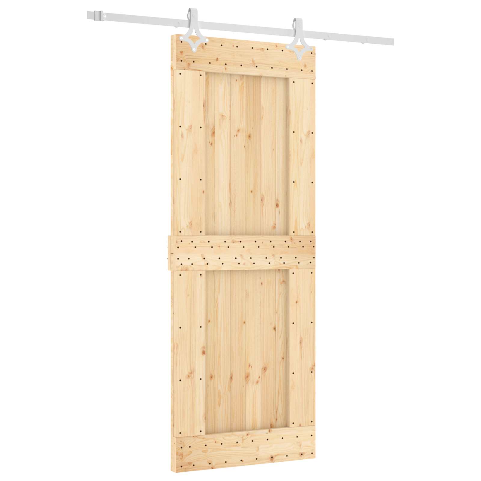 Klizna vrata Prirodna i bijela 80 x 210 cm Čvrsta borovina