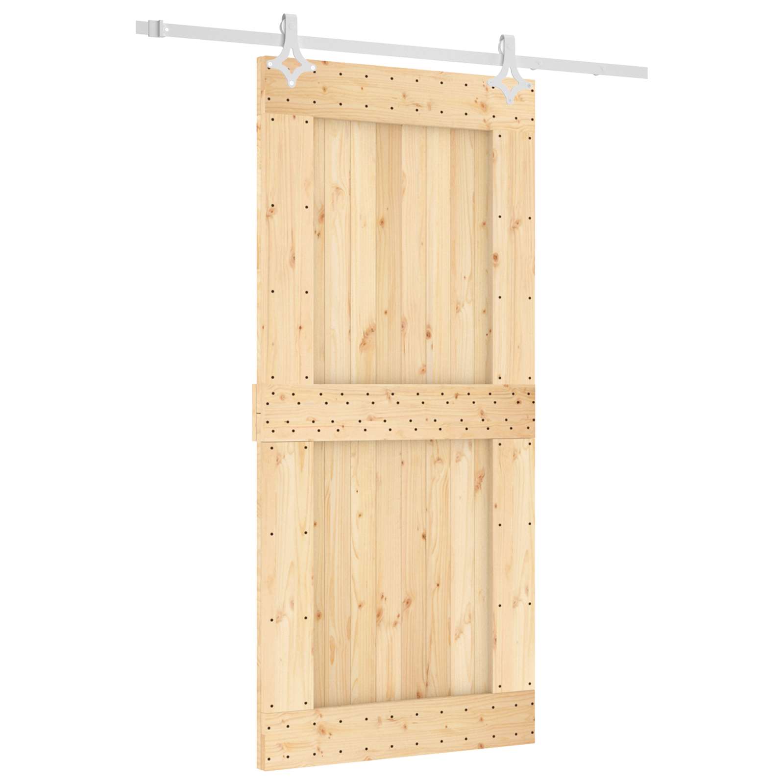 Klizna vrata Prirodna i bijela 95 x 210 cm Čvrsta borovina