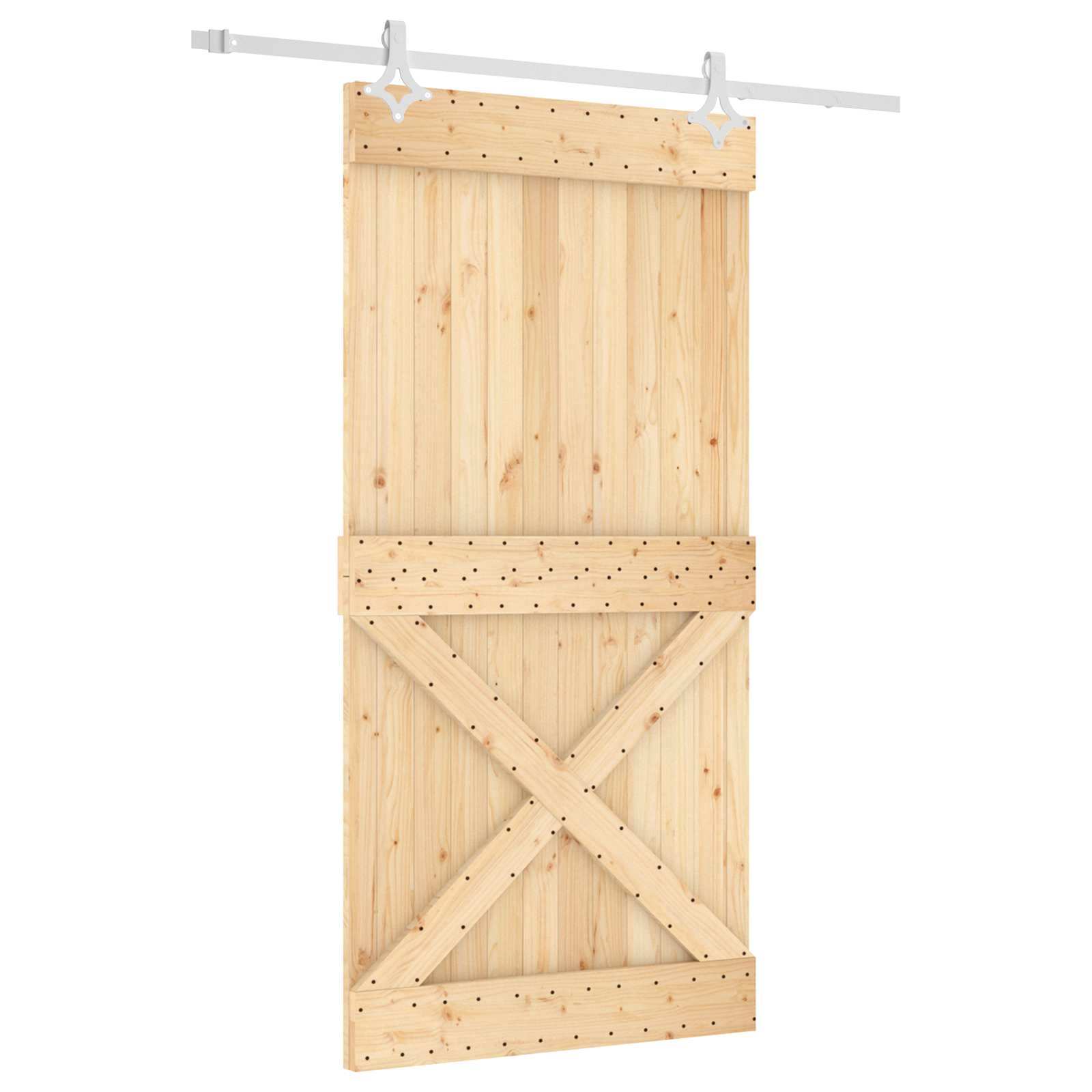 Klizna vrata Prirodna i bijela 100 x 210 cm Čvrsta borovina