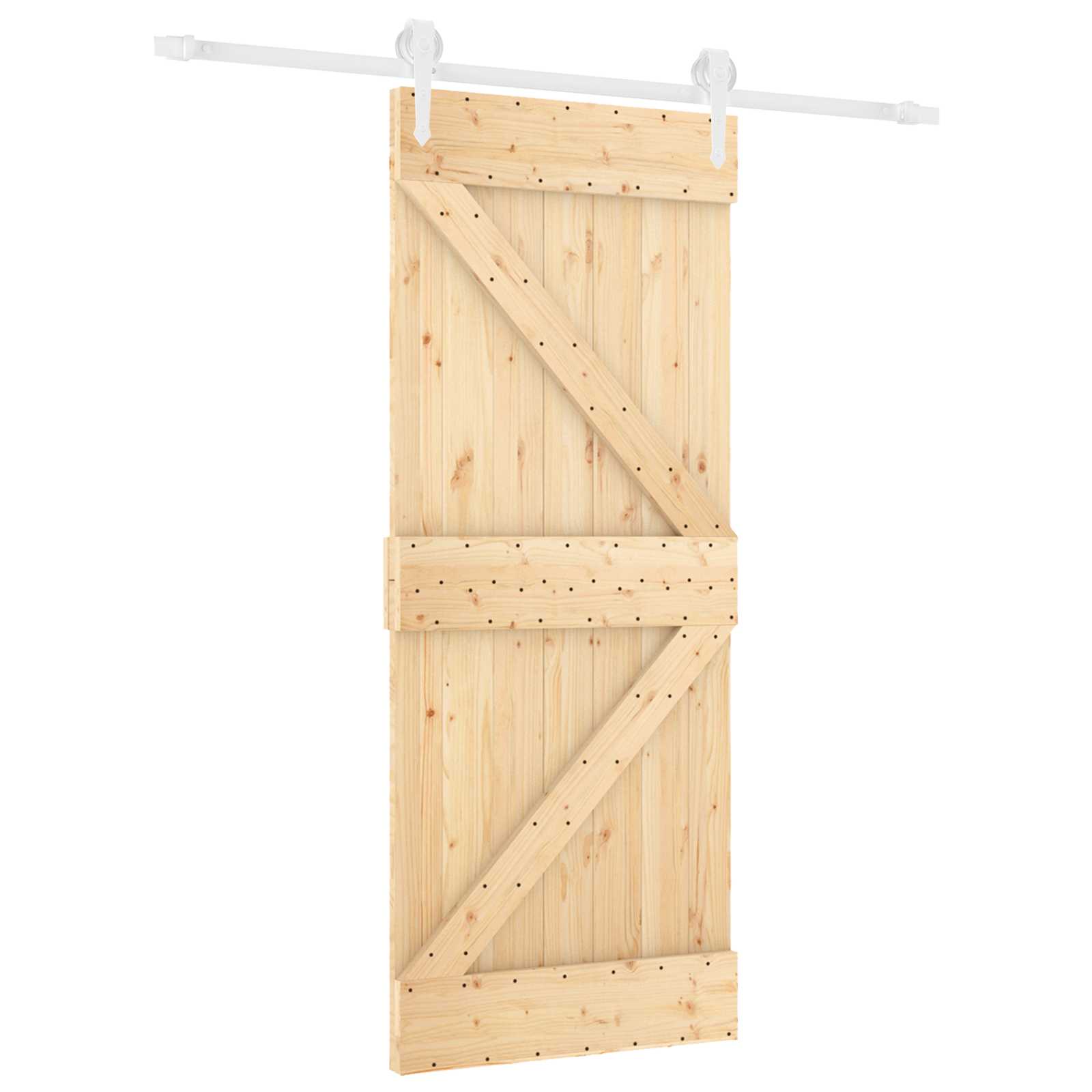 Klizna vrata Prirodna i bijela 85 x 210 cm Čvrsta borovina