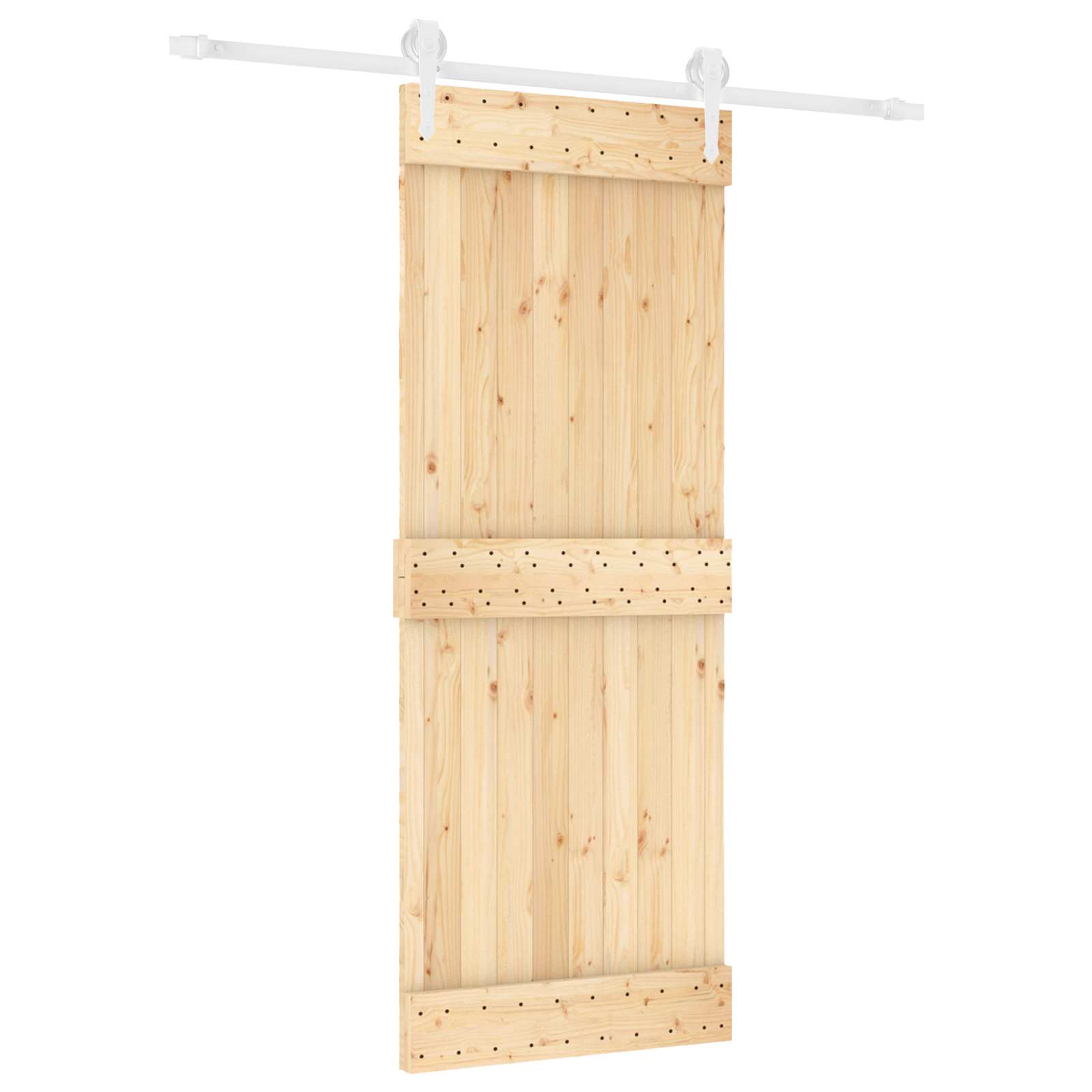 Klizna vrata Prirodna i bijela 80 x 210 cm Čvrsta borovina