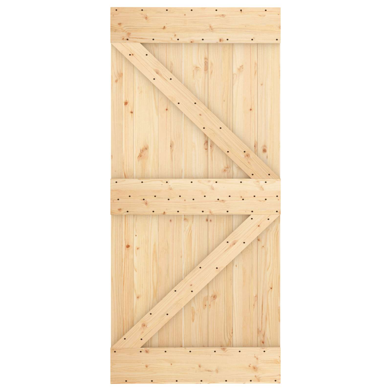 Klizna vrata Prirodna i crna 95 x 210 cm Čvrsta borovina