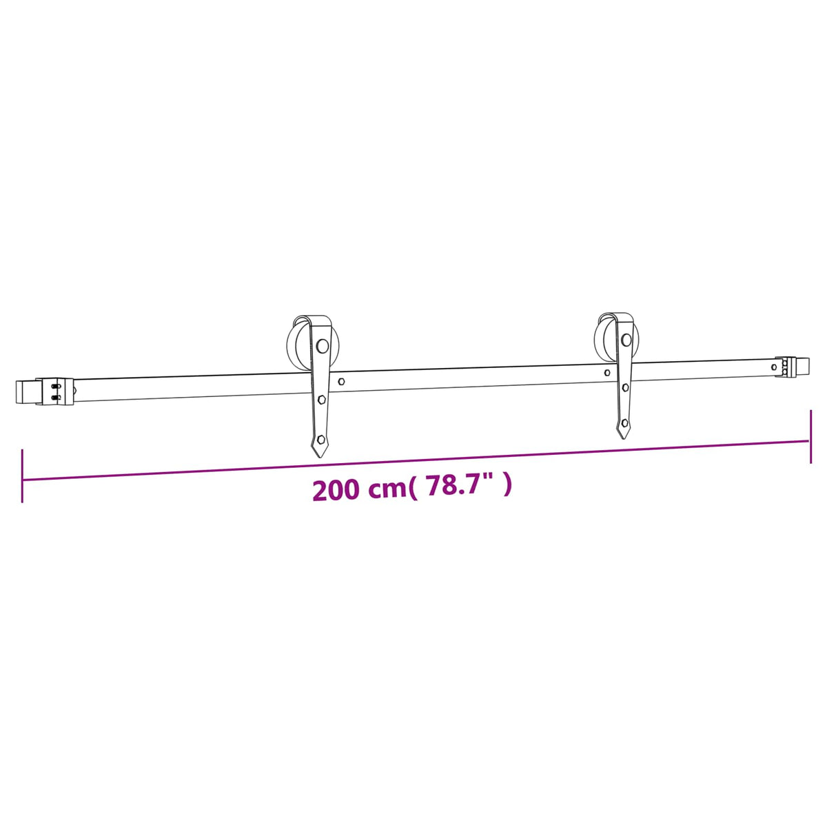 Klizna vrata Prirodna i crna 100 x 210 cm Čvrsta borovina
