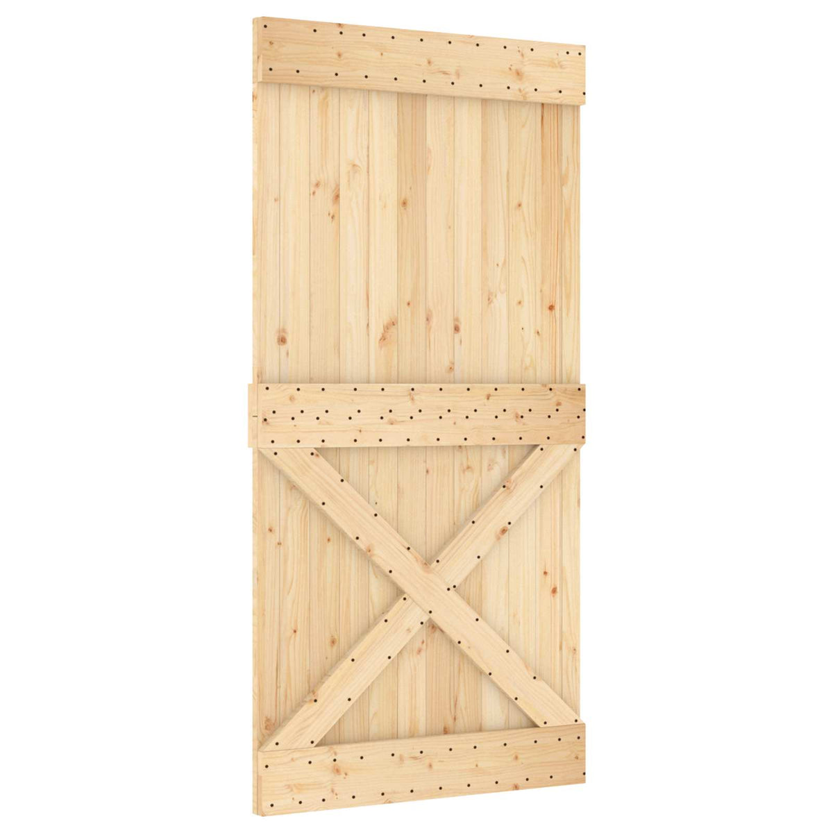 Klizna vrata Prirodna i crna 100 x 210 cm Čvrsta borovina