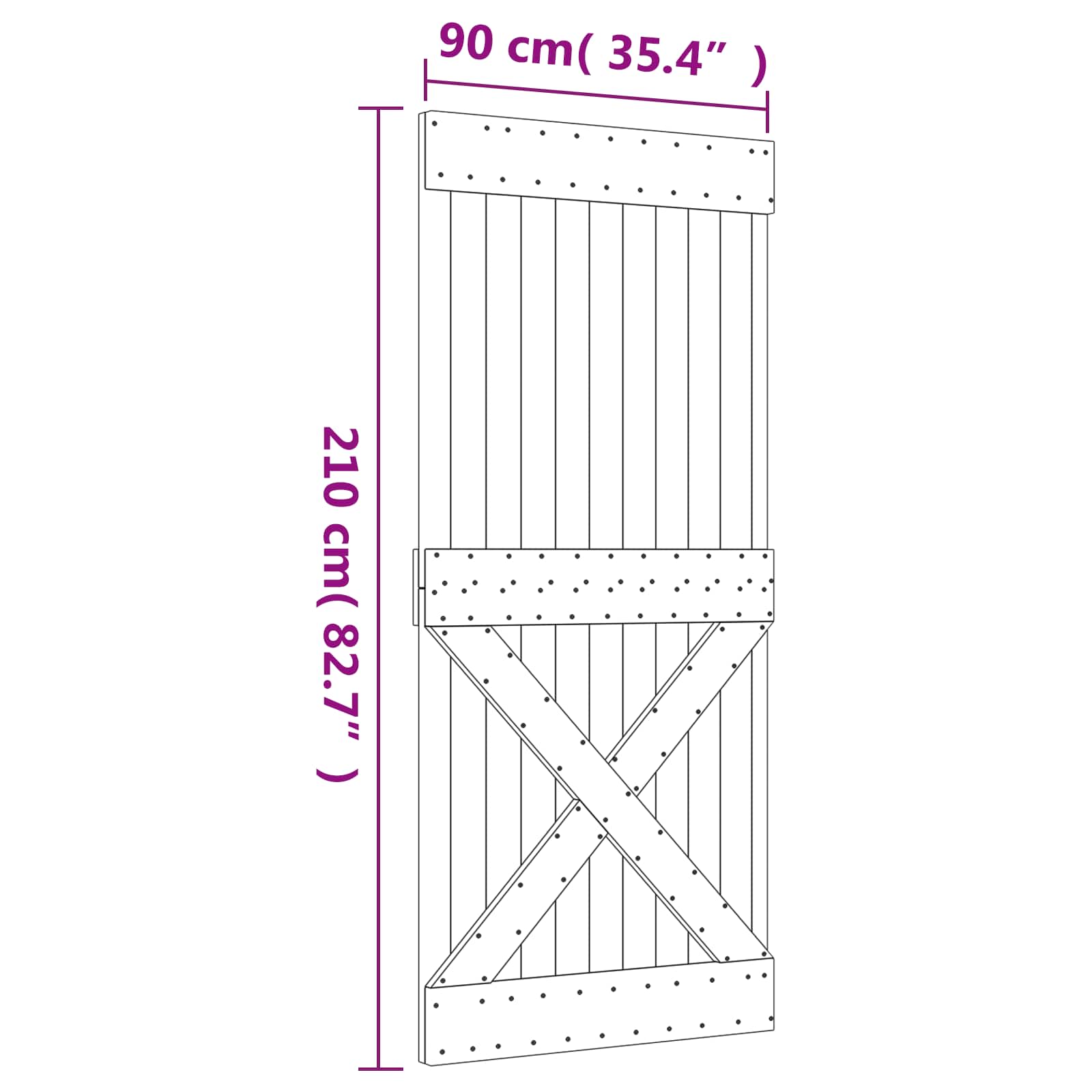 Klizna vrata Prirodna i bijela 90 x 210 cm Masivna borovina
