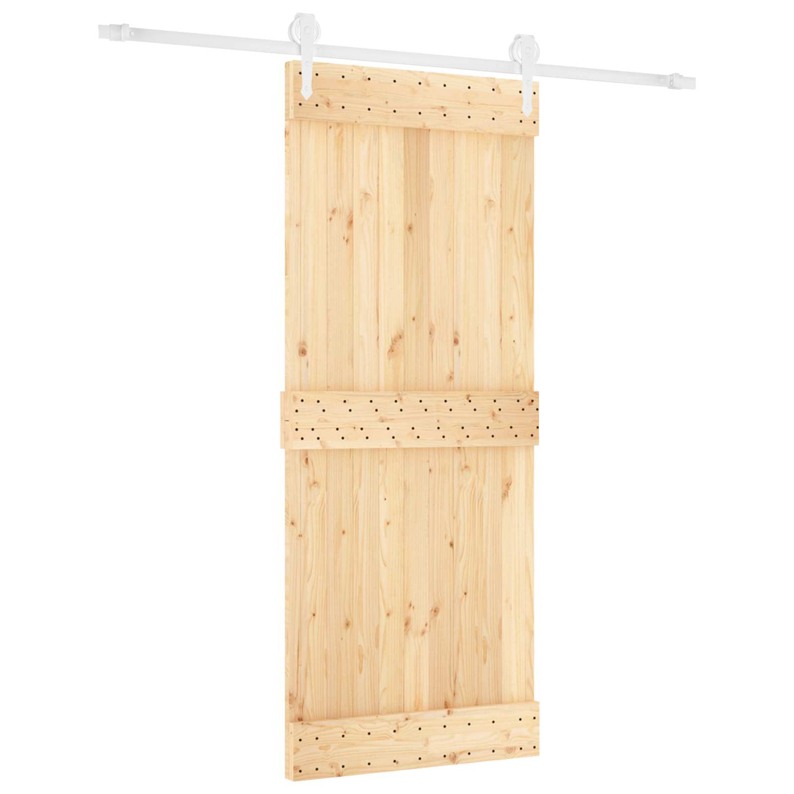 Klizna vrata Prirodna i bijela 85 x 210 cm Čvrsta borovina