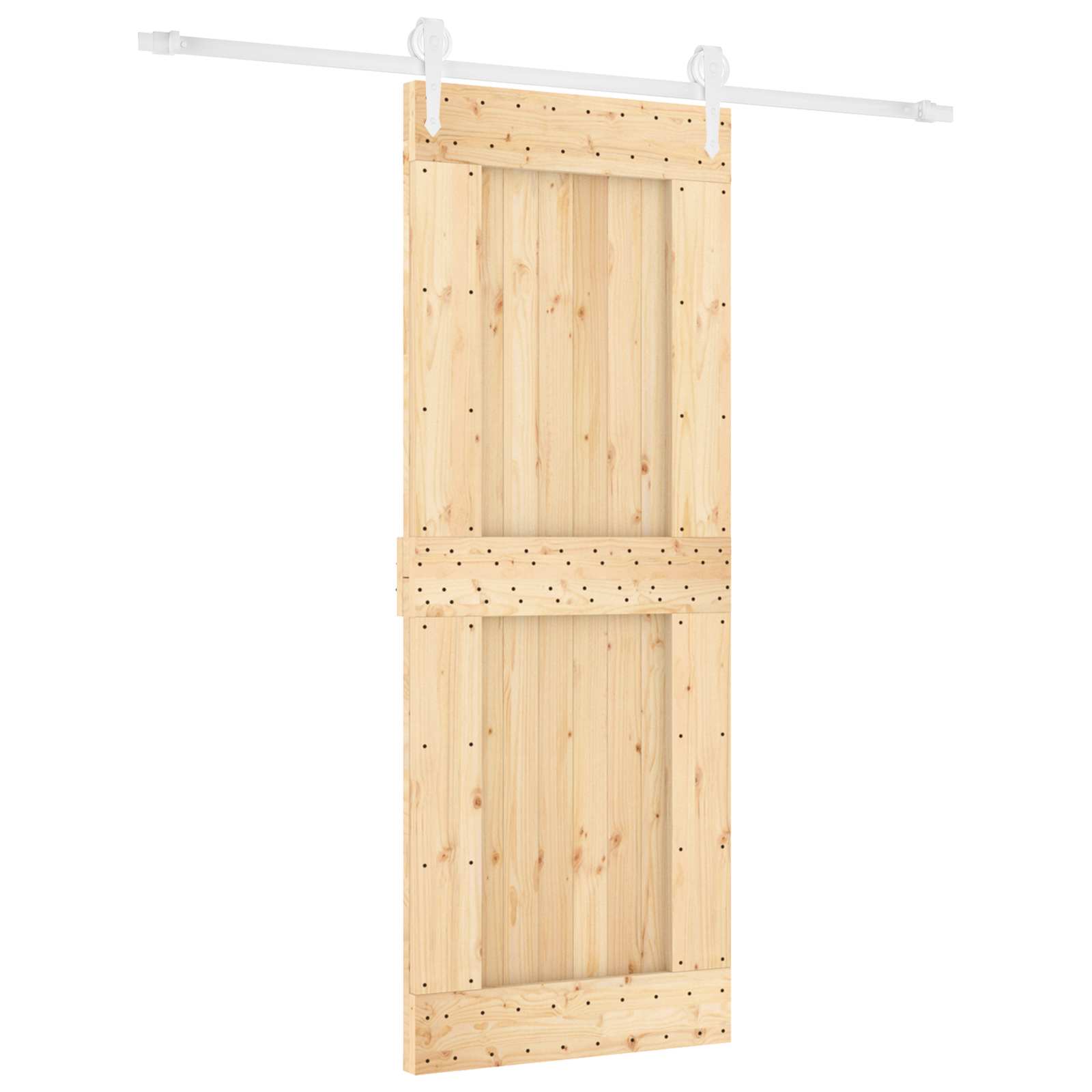 Klizna vrata Prirodna i bijela 80 x 210 cm Čvrsta borovina