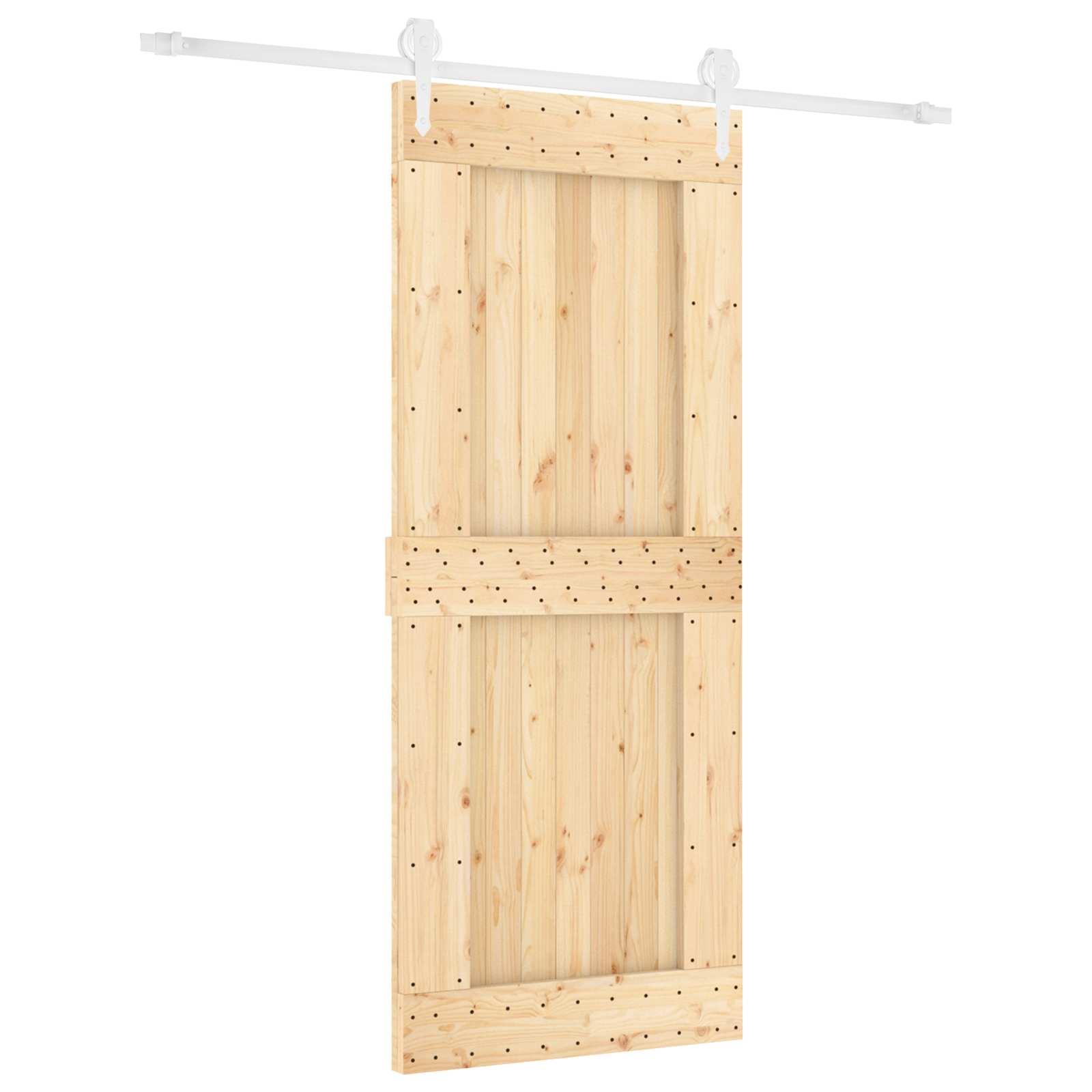 Klizna vrata Prirodna i bijela 85 x 210 cm Čvrsta borovina
