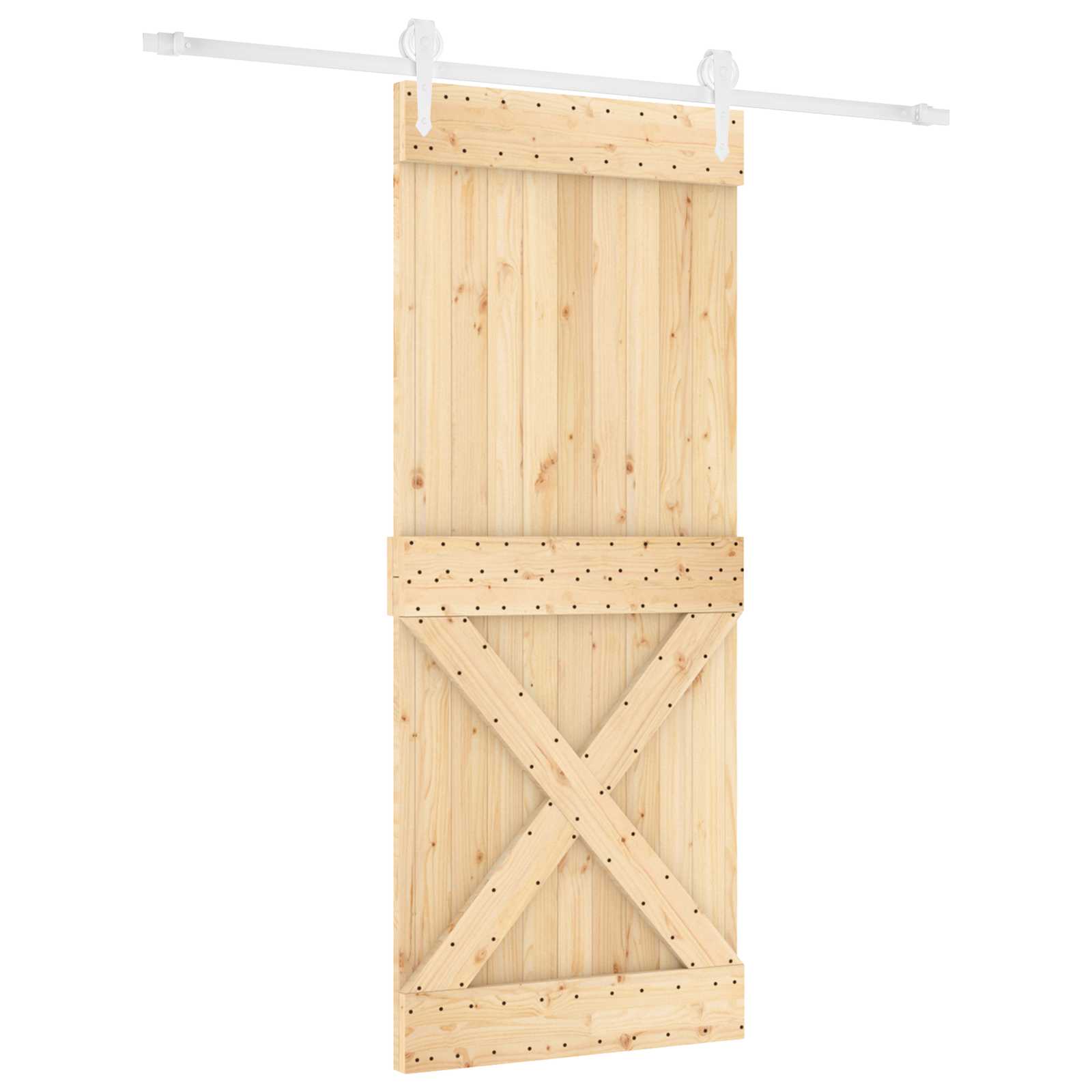 Klizna vrata Prirodna i bijela 85 x 210 cm Čvrsta borovina
