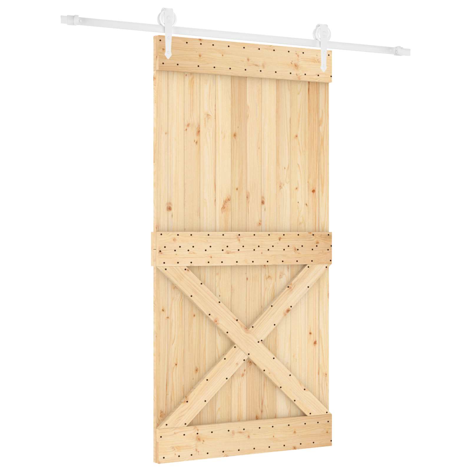 Klizna vrata Prirodna i bijela 100 x 210 cm Čvrsta borovina