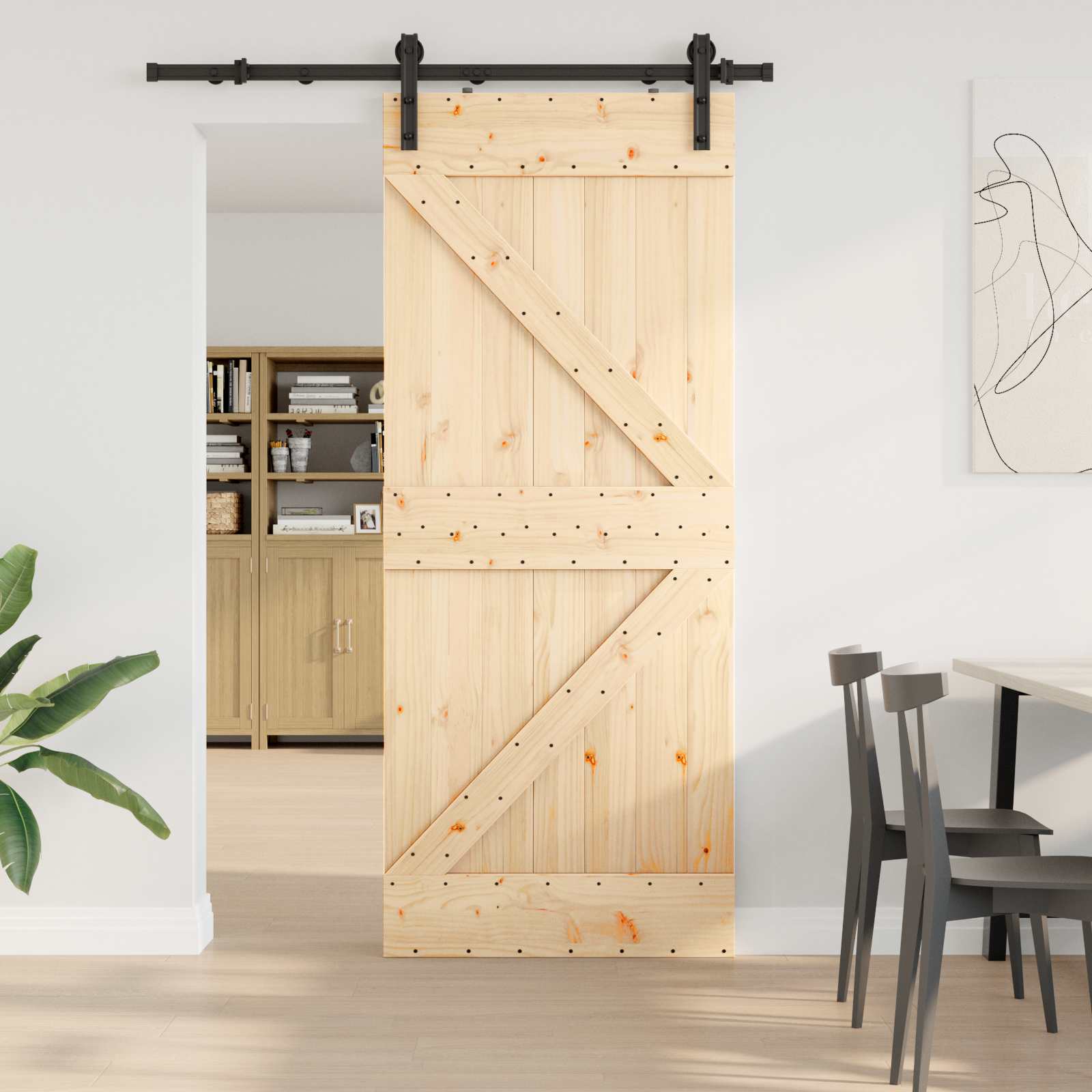 Klizna vrata NARVIK Prirodna i crna 85 x 210 cm (152,5 cm)