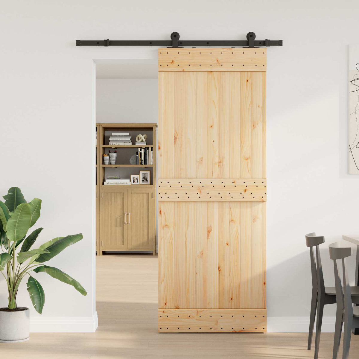 Klizna vrata NARVIK Prirodna i crna 80 x 210 cm (152,5 cm)