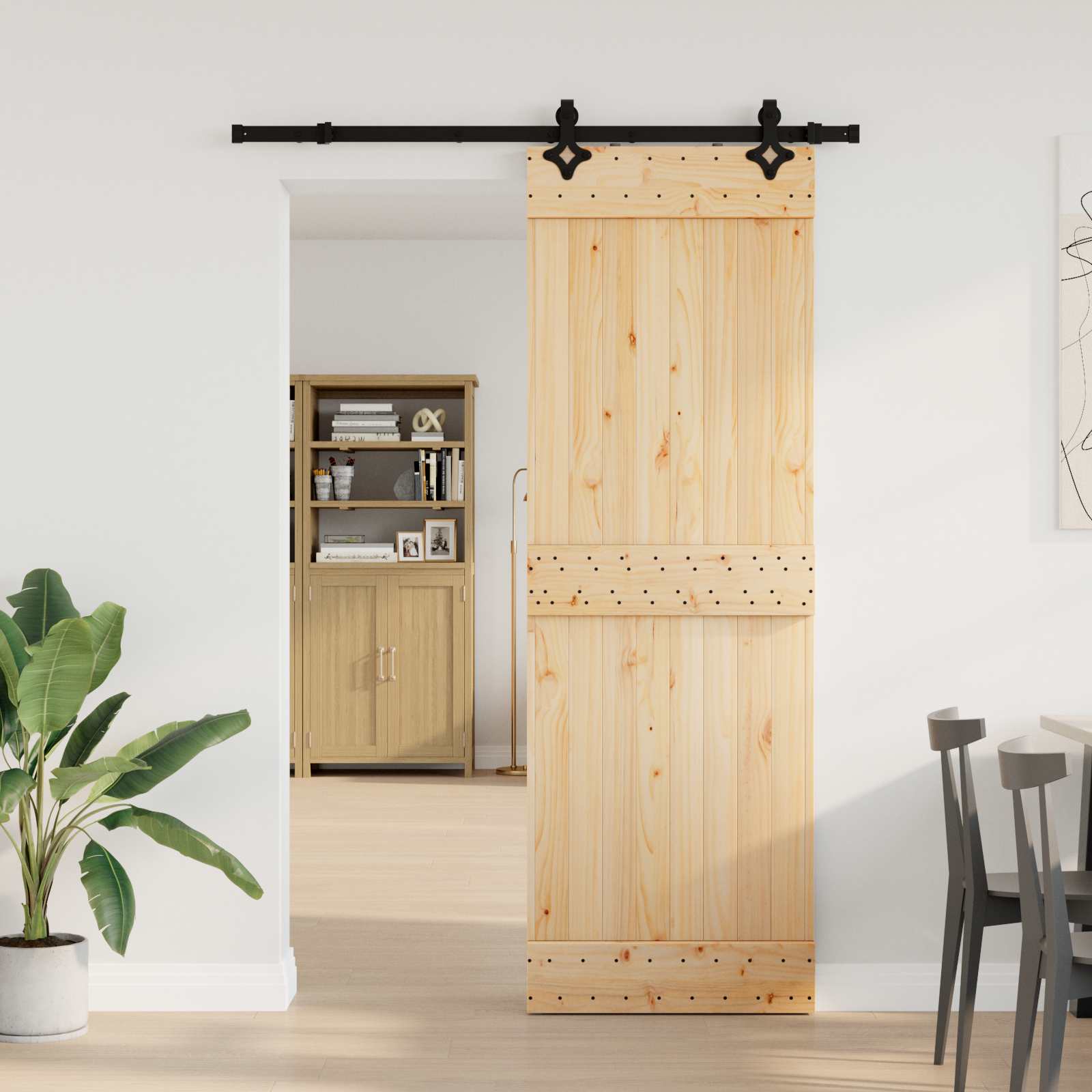 Klizna vrata NARVIK Prirodna i crna 70 x 210 cm (152,5 cm)