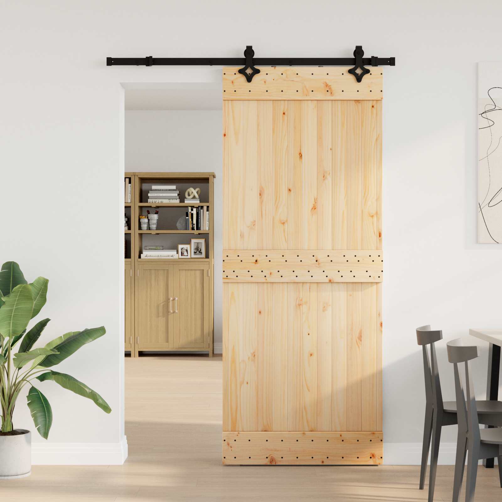 Klizna vrata NARVIK Prirodna i crna 85 x 210 cm (152,5 cm)