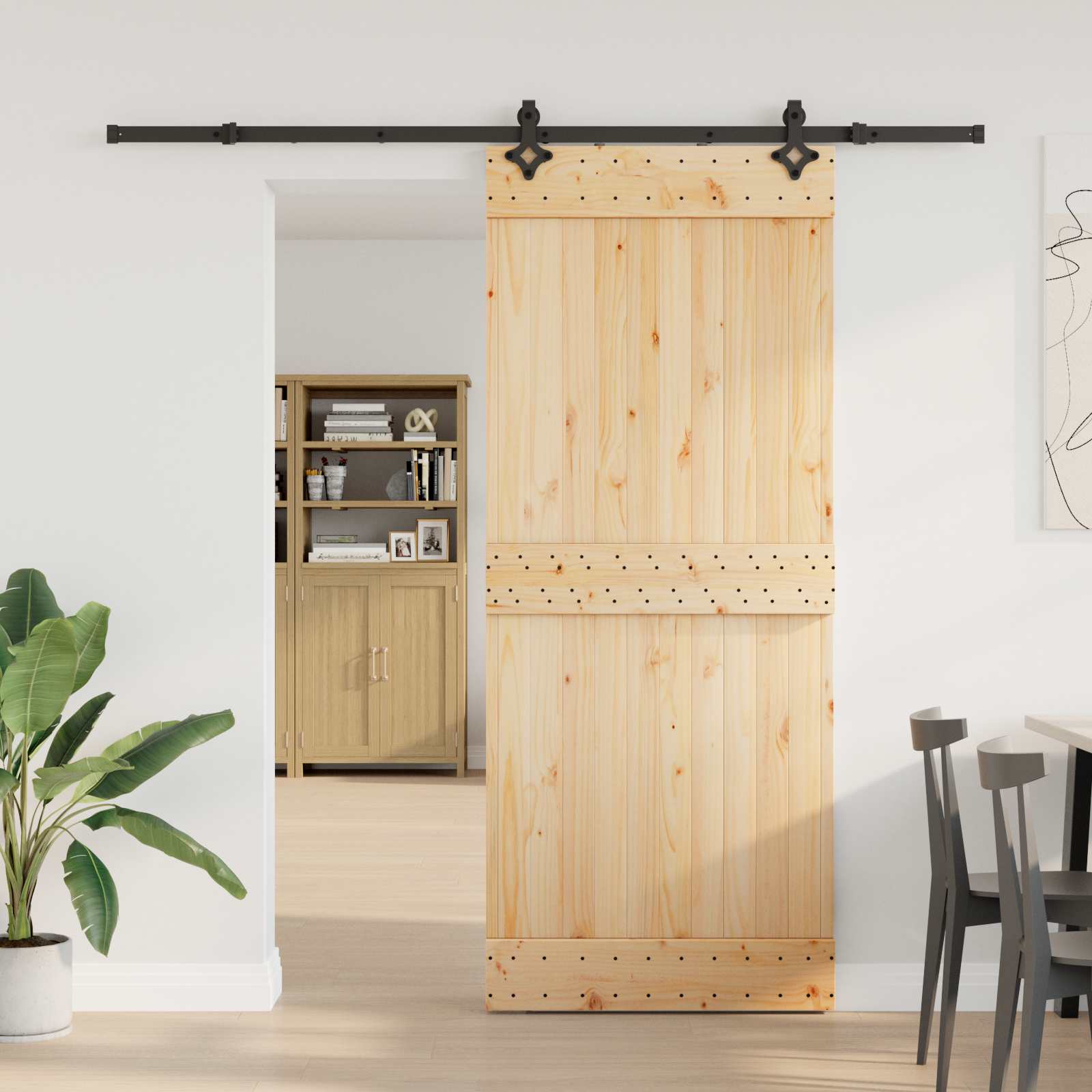 Klizna vrata NARVIK Prirodna i crna 85 x 210 cm (213,5 cm)