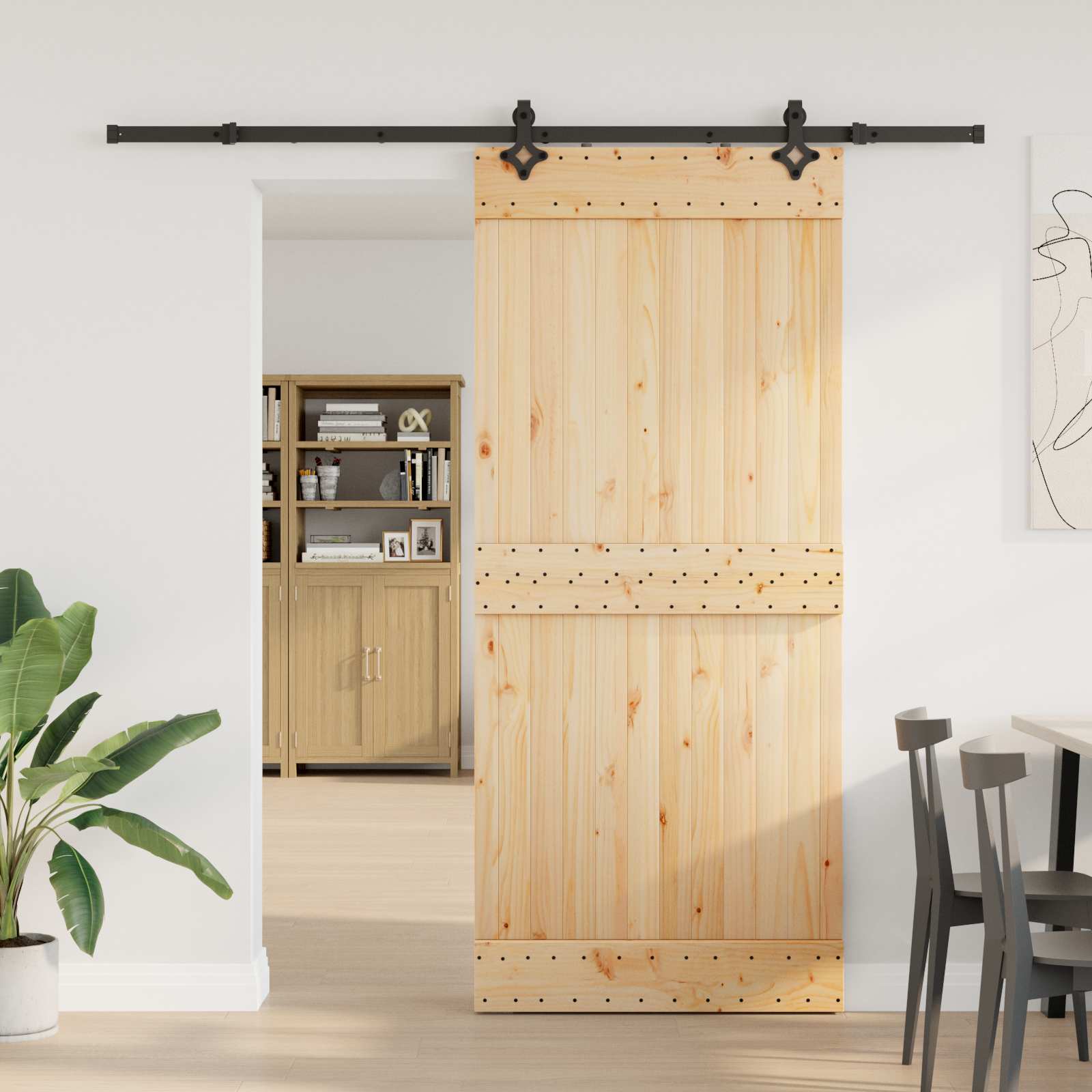 Klizna vrata NARVIK Prirodna i crna 90 x 210 cm (213,5 cm)