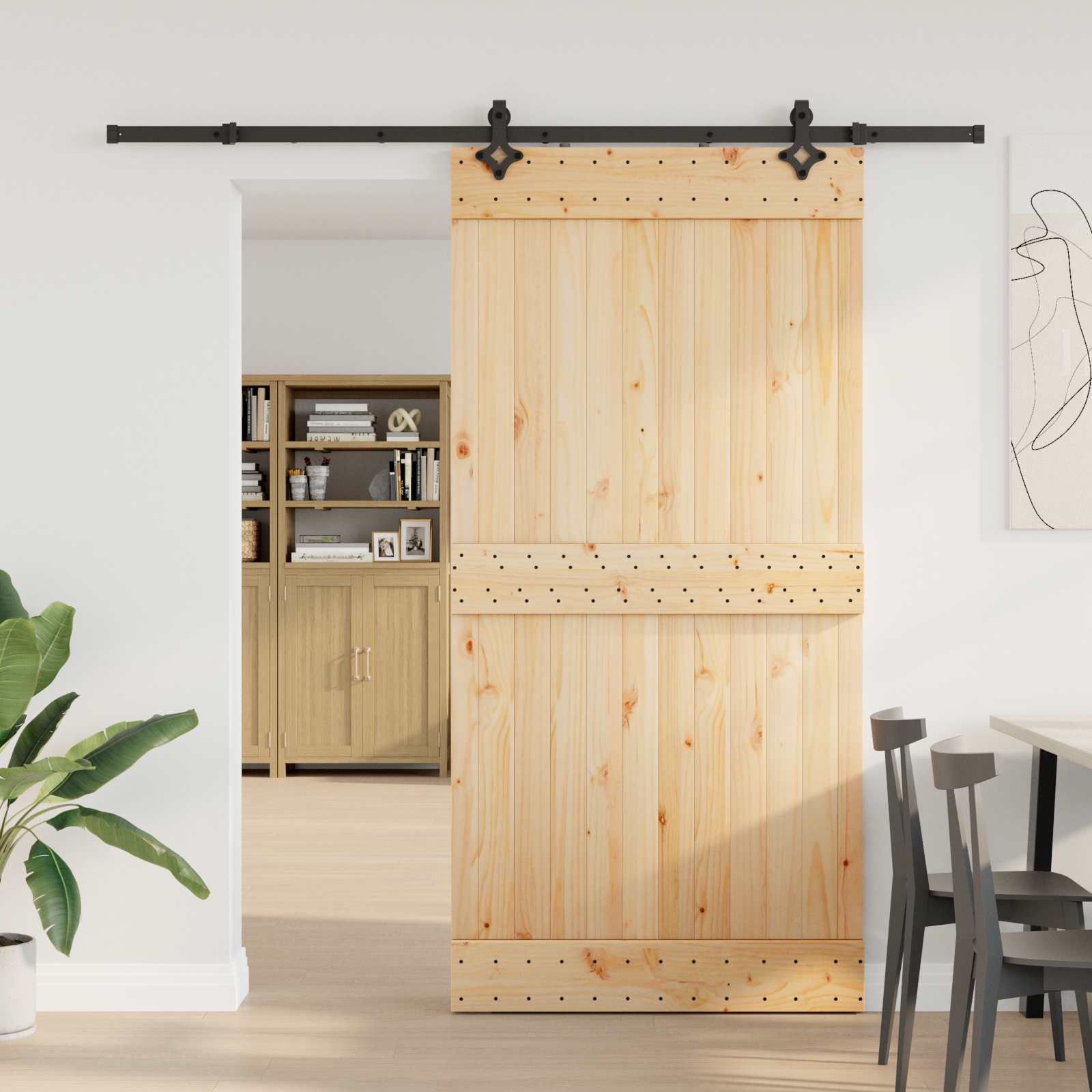 Klizna vrata NARVIK Prirodna i crna 100 x 210 cm (213,5 cm)