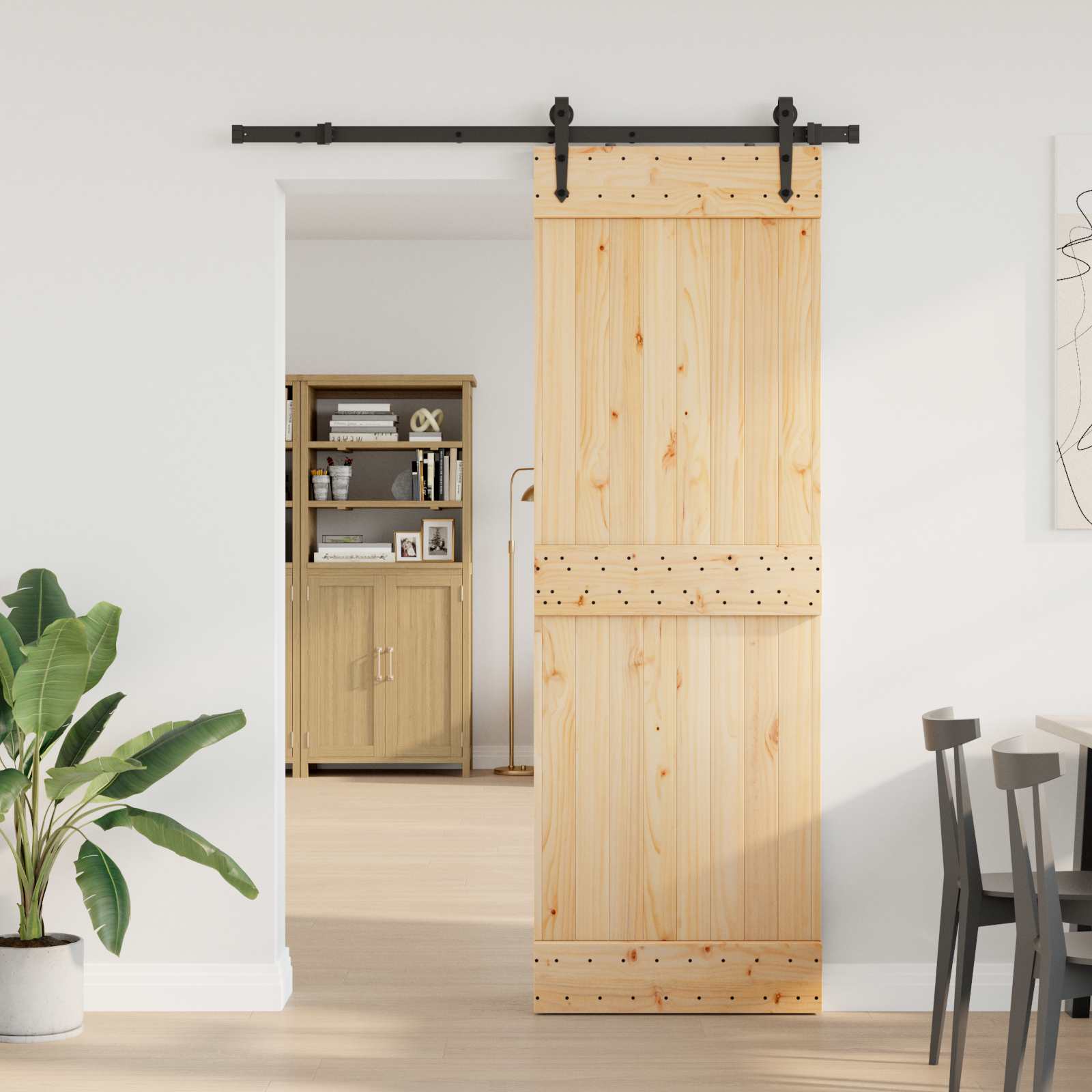 Klizna vrata NARVIK Prirodna i crna 70 x 210 cm (152,5 cm)