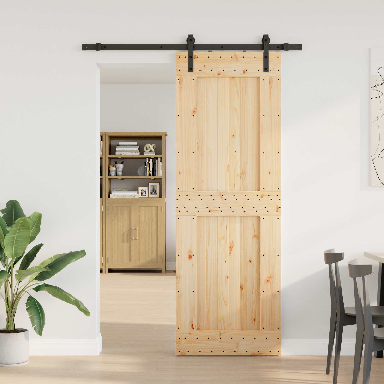 Klizna vrata NARVIK Prirodna i crna 80 x 210 cm (152,5 cm)