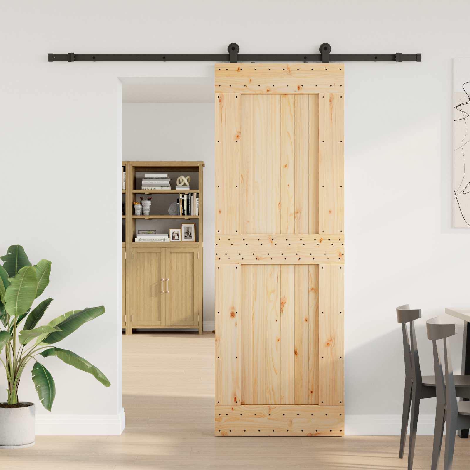 Klizna vrata NARVIK Prirodna i crna 80 x 210 cm (213,5 cm)