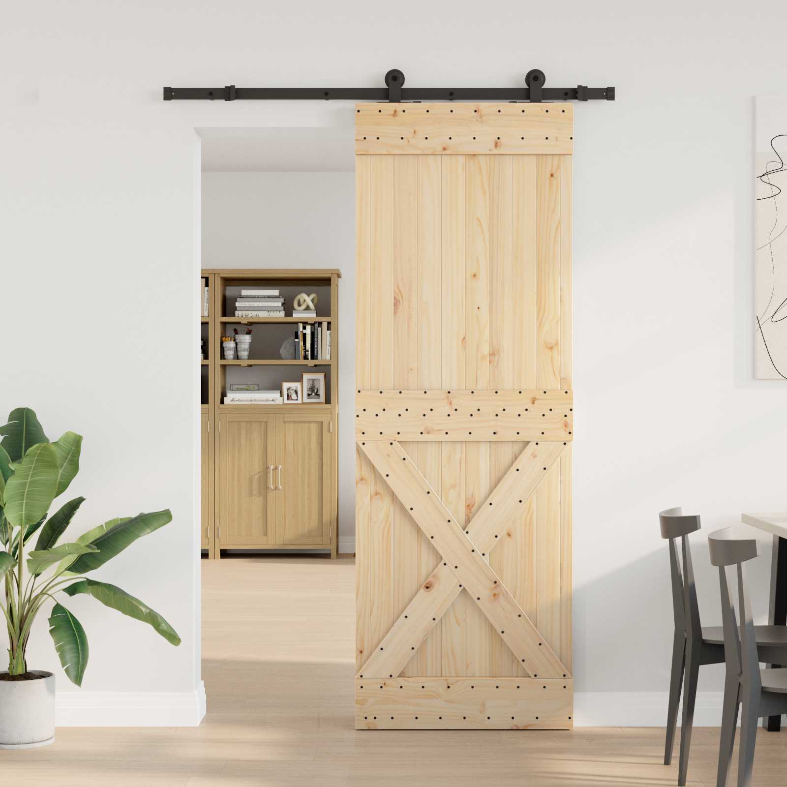 Klizna vrata NARVIK Prirodna i crna 80 x 210 cm (152,5 cm)
