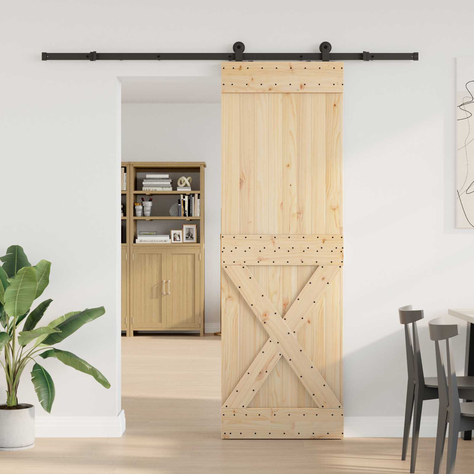 Klizna vrata NARVIK Prirodna i crna 70 x 210 cm (213,5 cm)