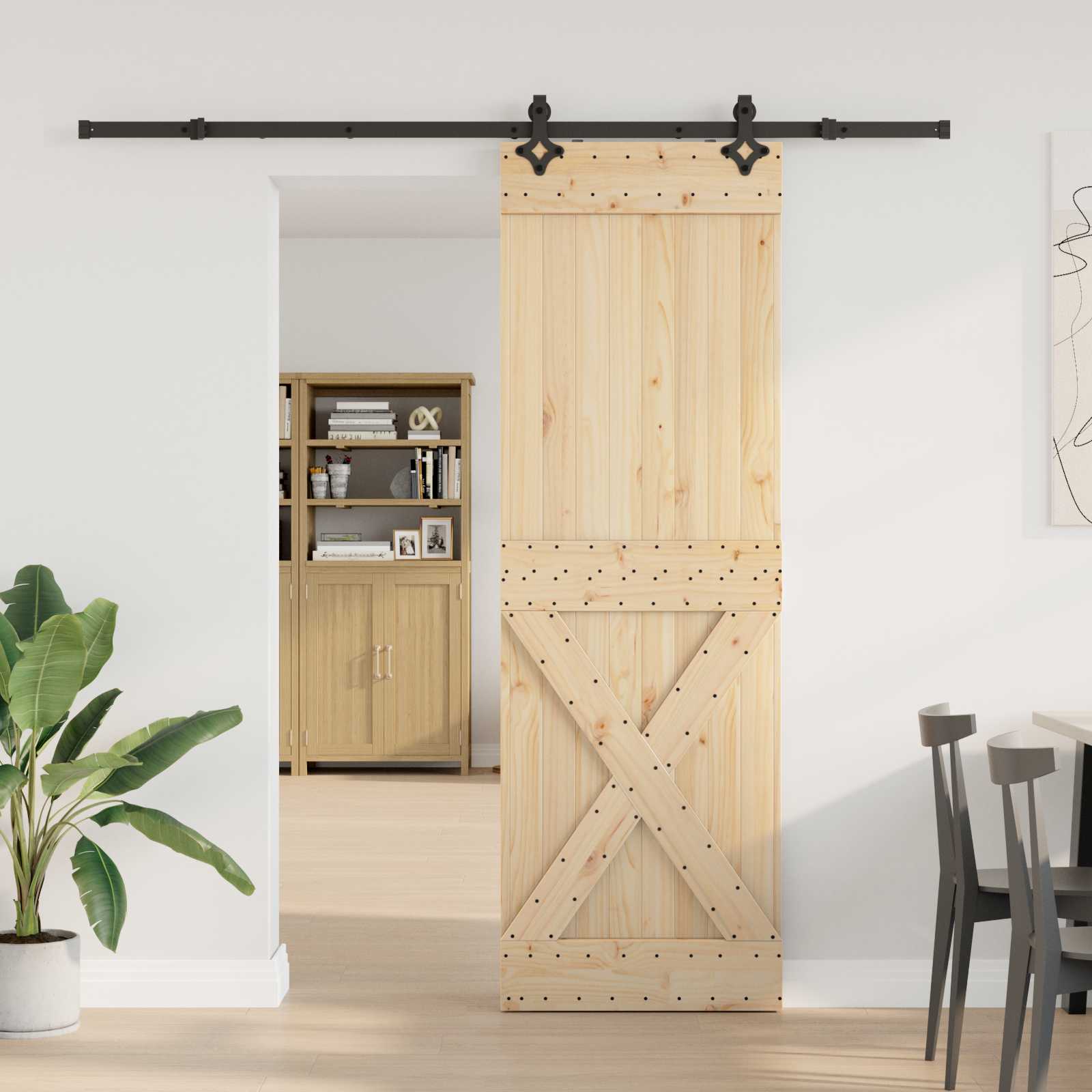 Klizna vrata NARVIK Prirodna i crna 70 x 210 cm (213,5 cm)