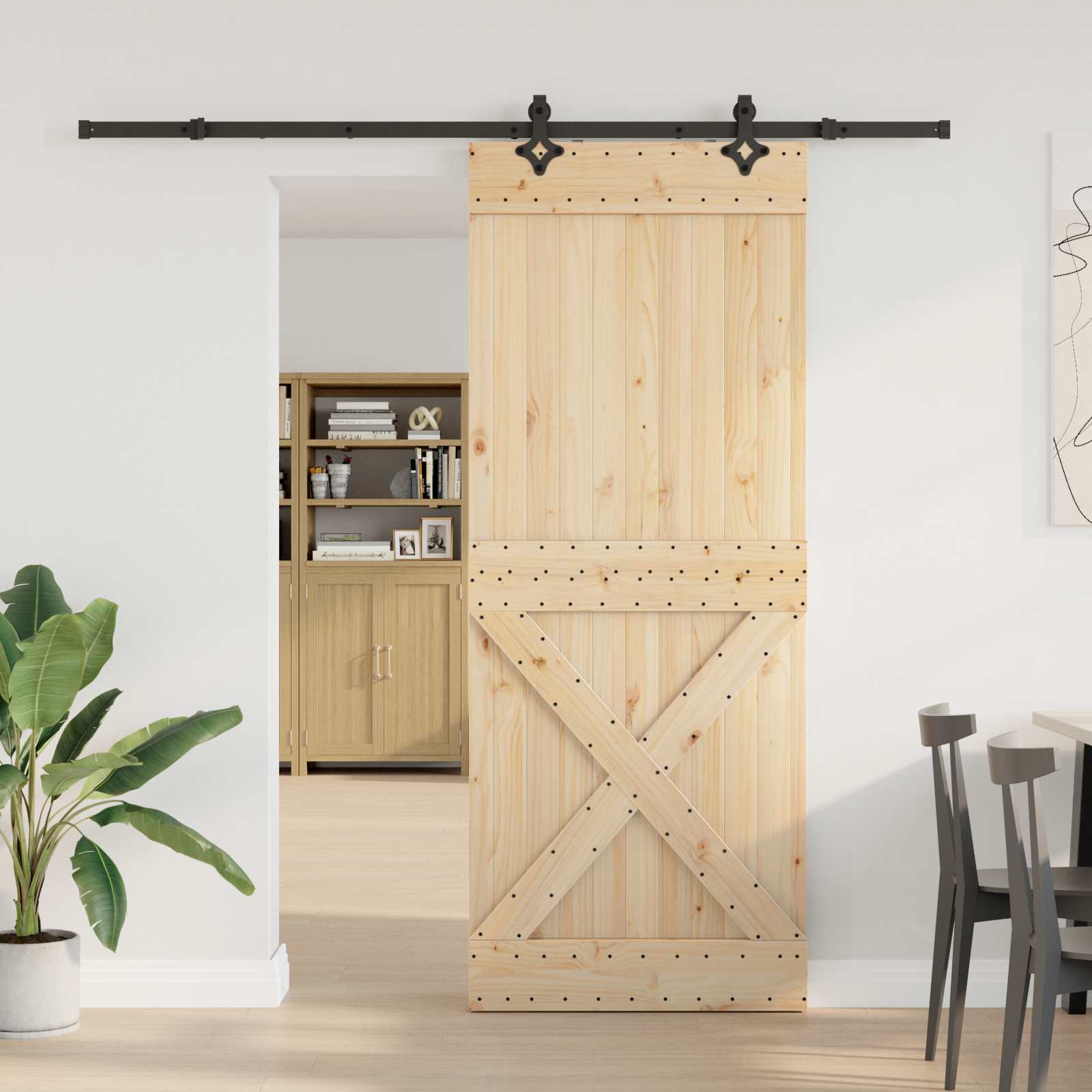Klizna vrata NARVIK Prirodna i crna 90 x 210 cm (213,5 cm)